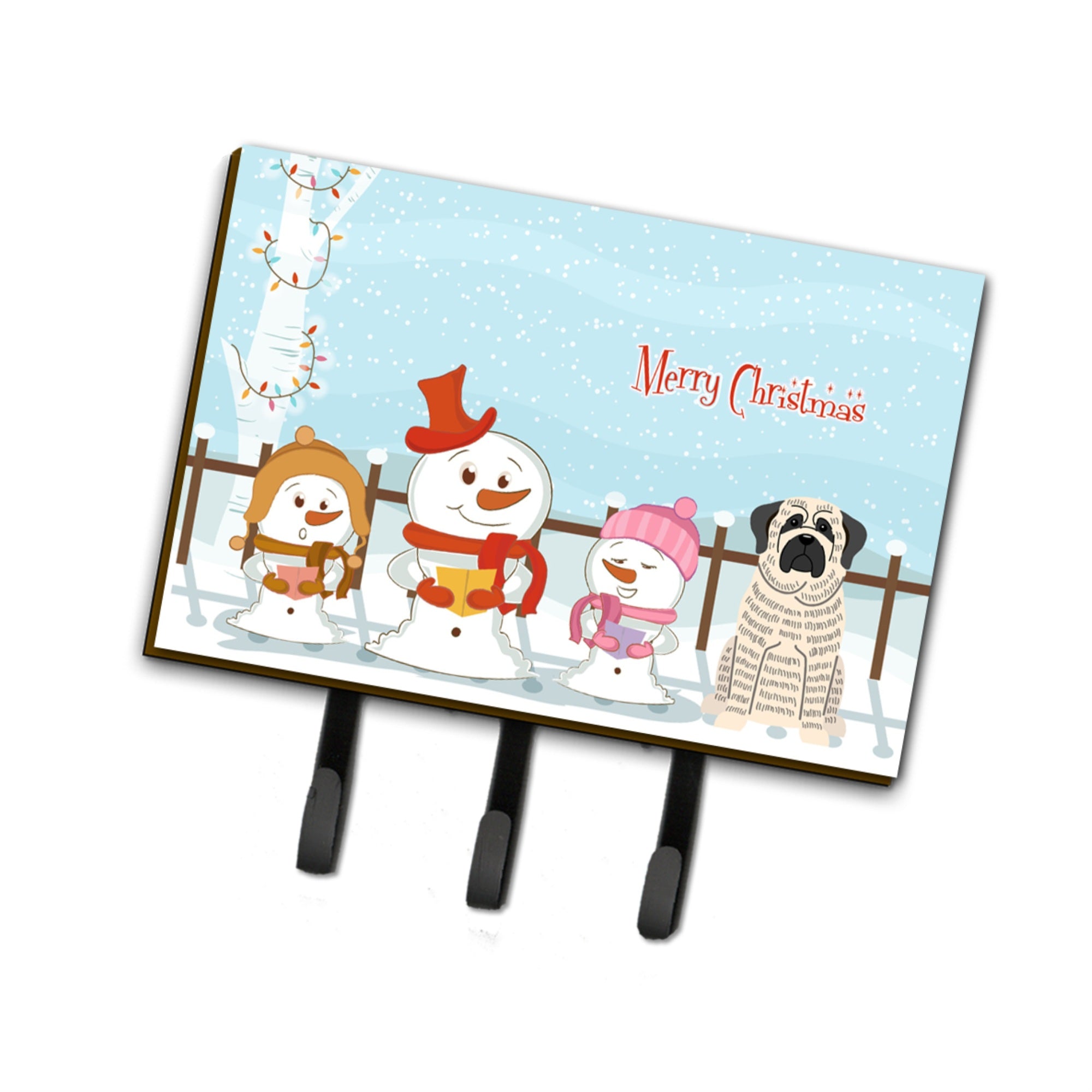 Caroline'S Treasures Christmas Carolers Merry Mastiff Brindle White Leash Or Key Holder Bb2347Th68, Triple