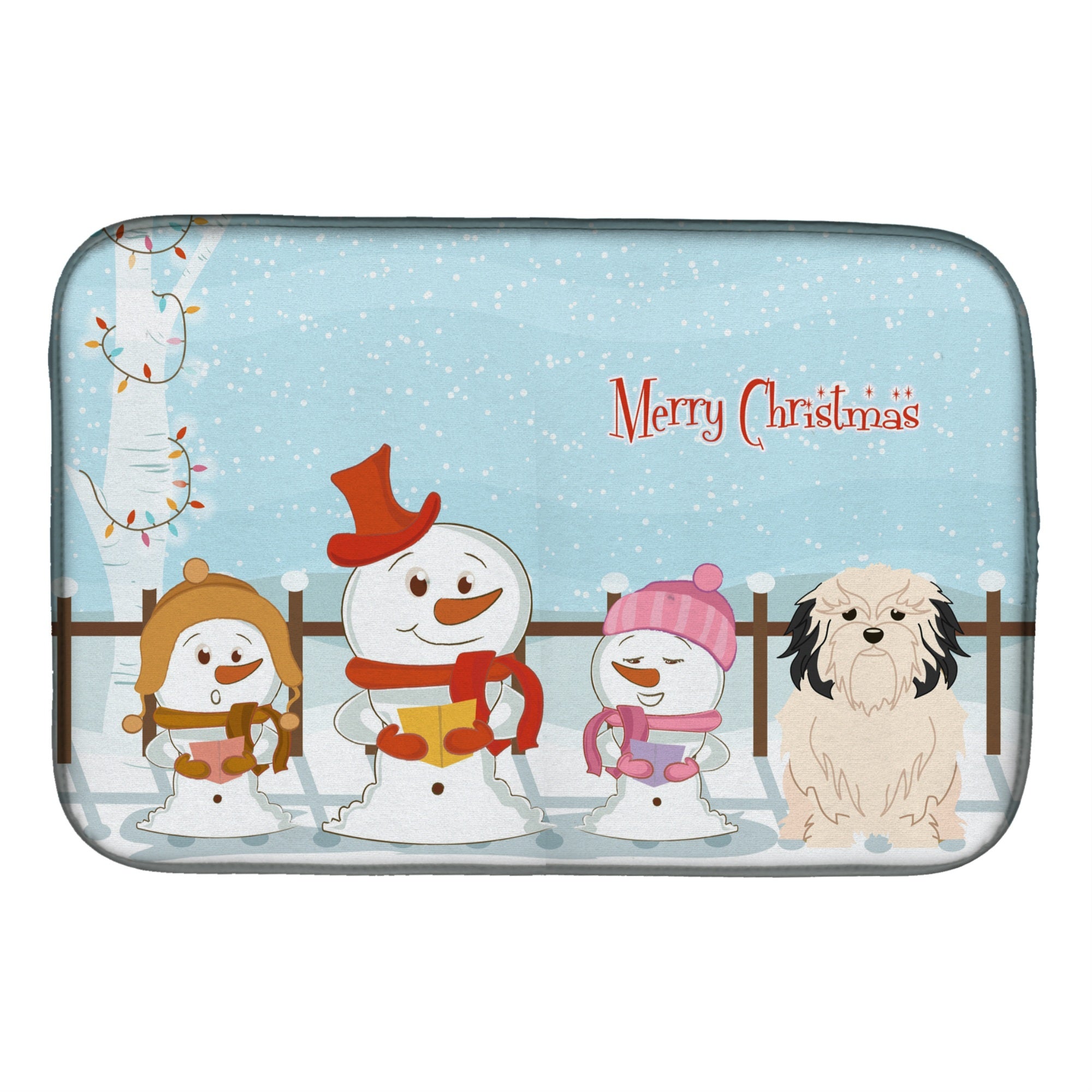Caroline'S Treasures Merry Christmas Carolers Lowchen Dish Drying Mat, 14 X 21
