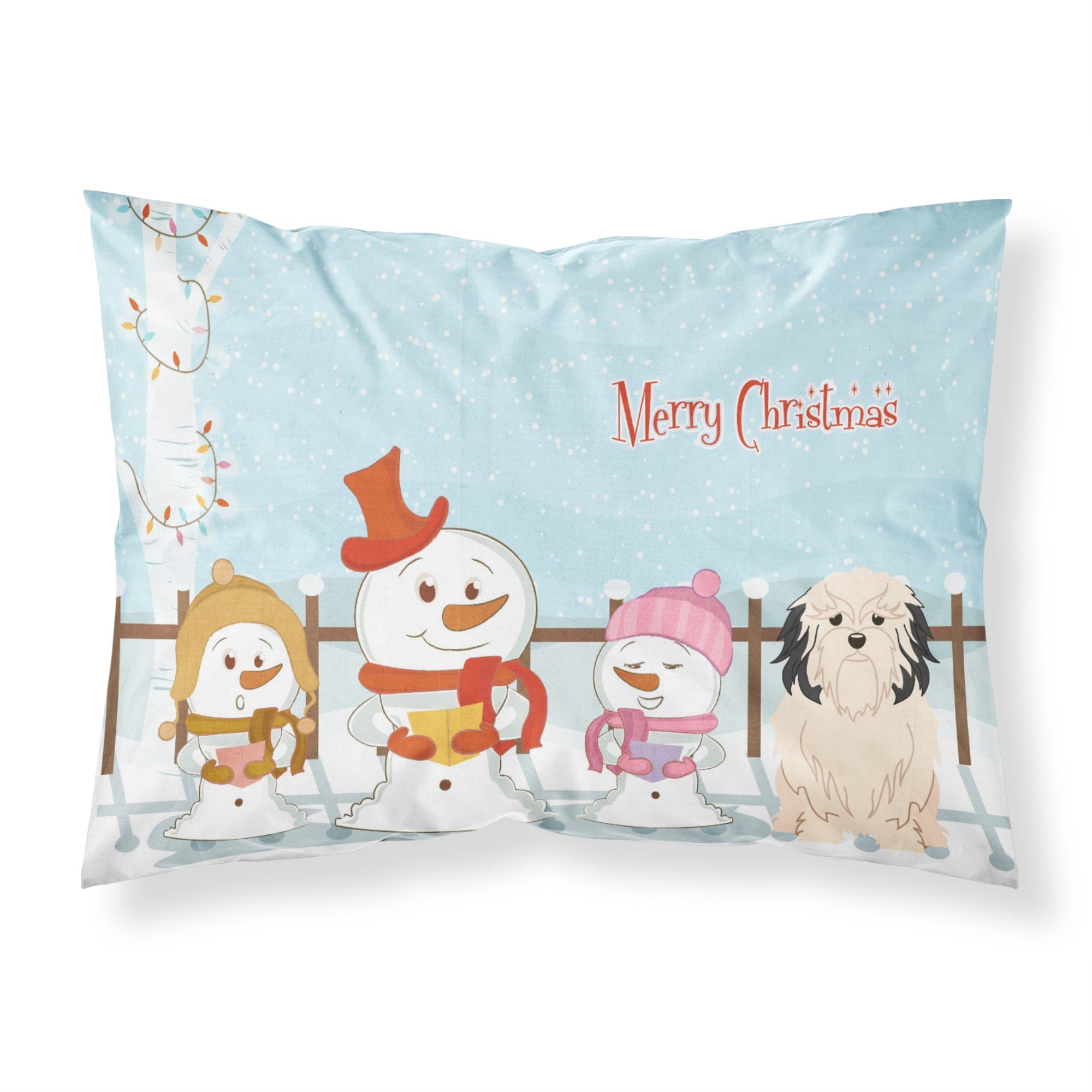 Caroline'S Treasures Merry Christmas Carolers Lowchen Fabric Standard Pillowcase Bb2350Pillowcase, Multicolor