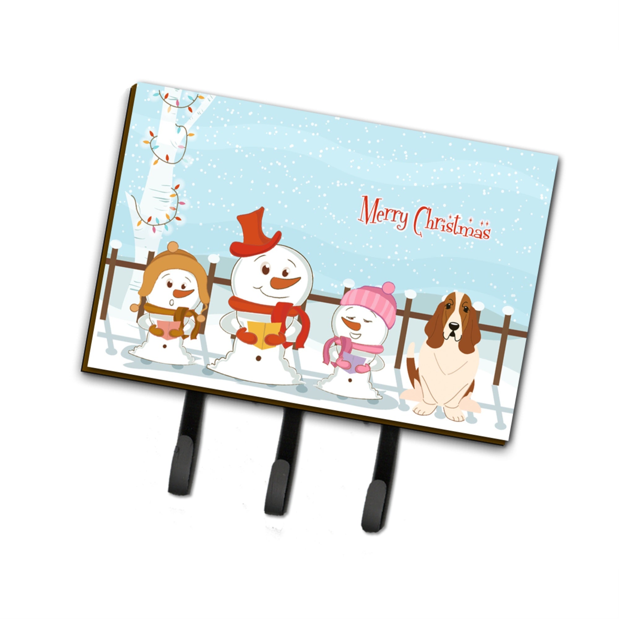 Caroline'S Treasures Christmas Carolers Merry Basset Hound Leash Or Key Holder Bb2352Th68, Triple