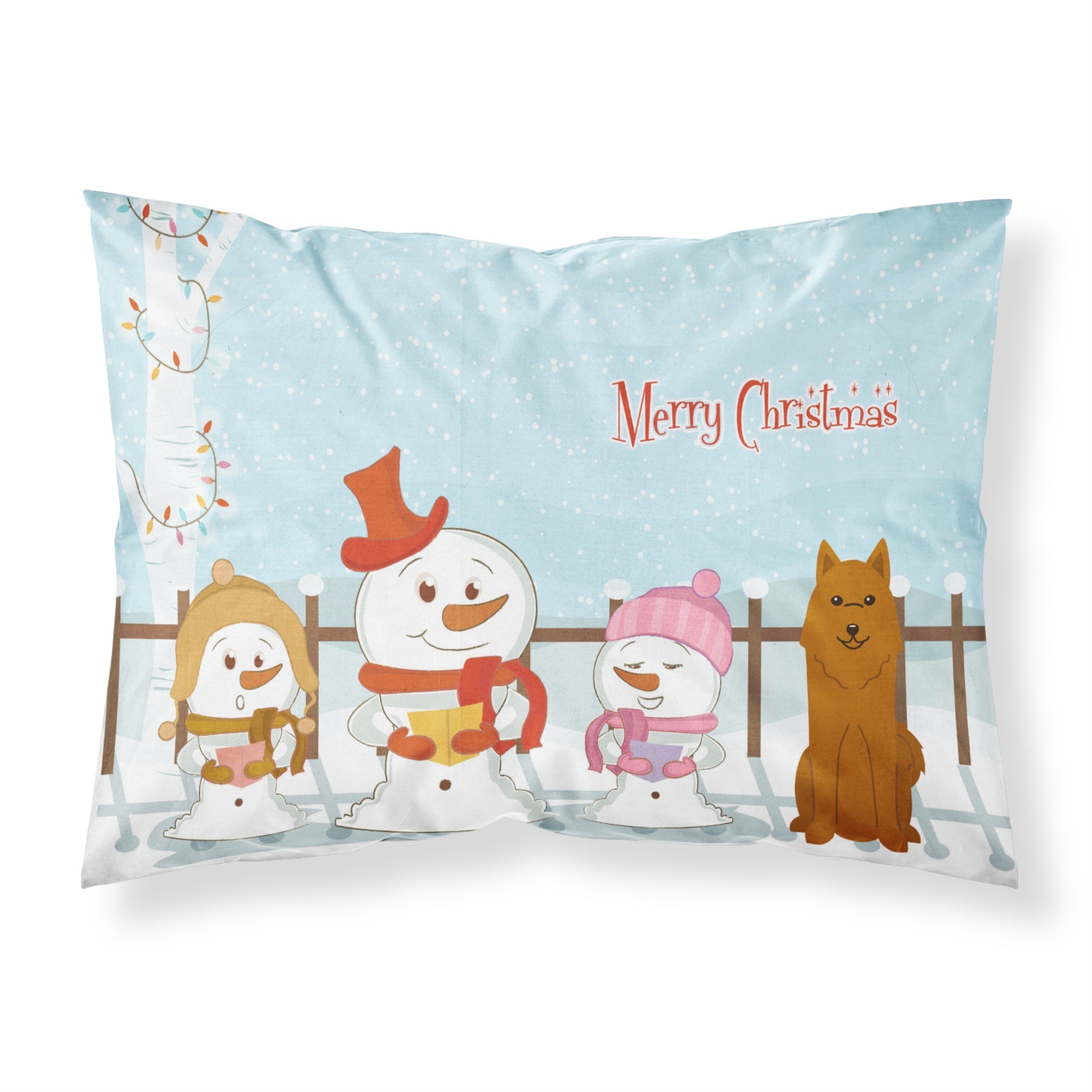 Caroline'S Treasures Merry Christmas Carolers Karelian Bear Dog Fabric Standard Pillowcase Bb2353Pillowcase, Multicolor