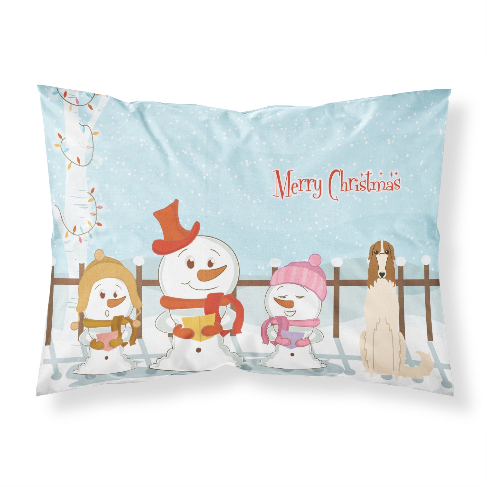 Caroline'S Treasures Merry Christmas Carolers Borzoi Fabric Standard Pillowcase Bb2354Pillowcase, Multicolor