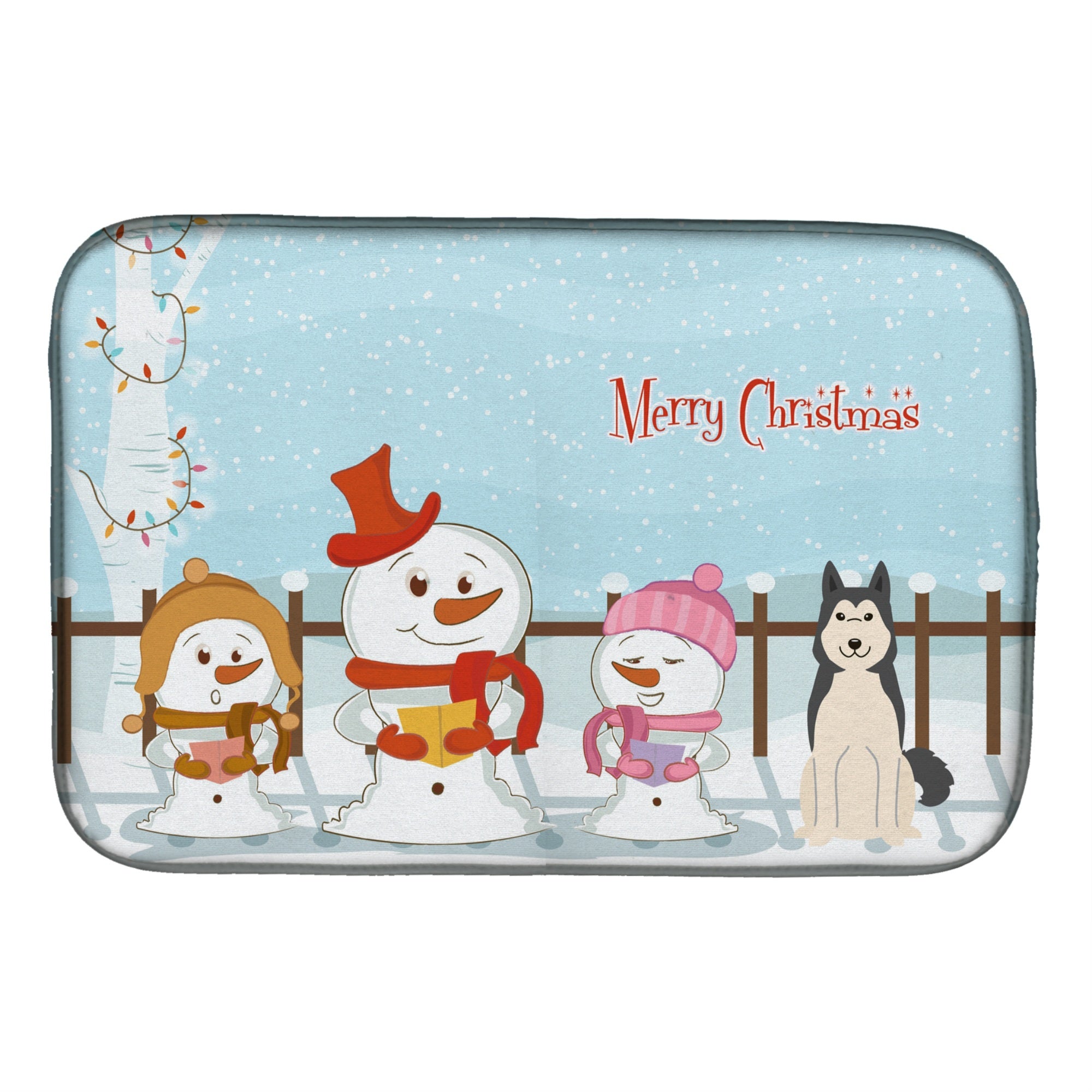Caroline'S Treasures Merry Christmas Carolers West Siberian Laila Spitz Dish Drying Mat, 14 X 21