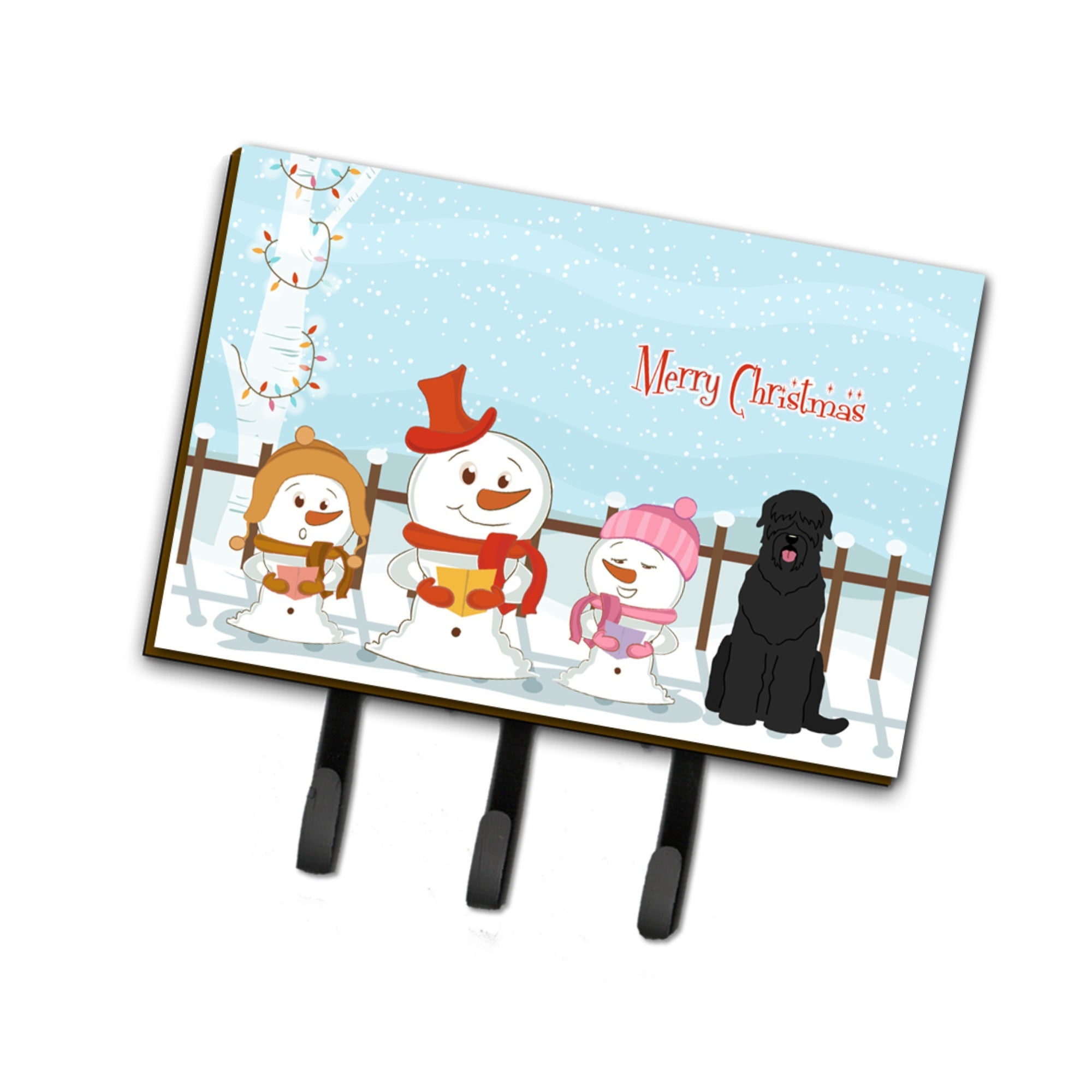 Caroline'S Treasures Merry Christmas Carolers Black Russian Terrier Leash Or Key Holder Bb2357Th68, Triple, Multicolor
