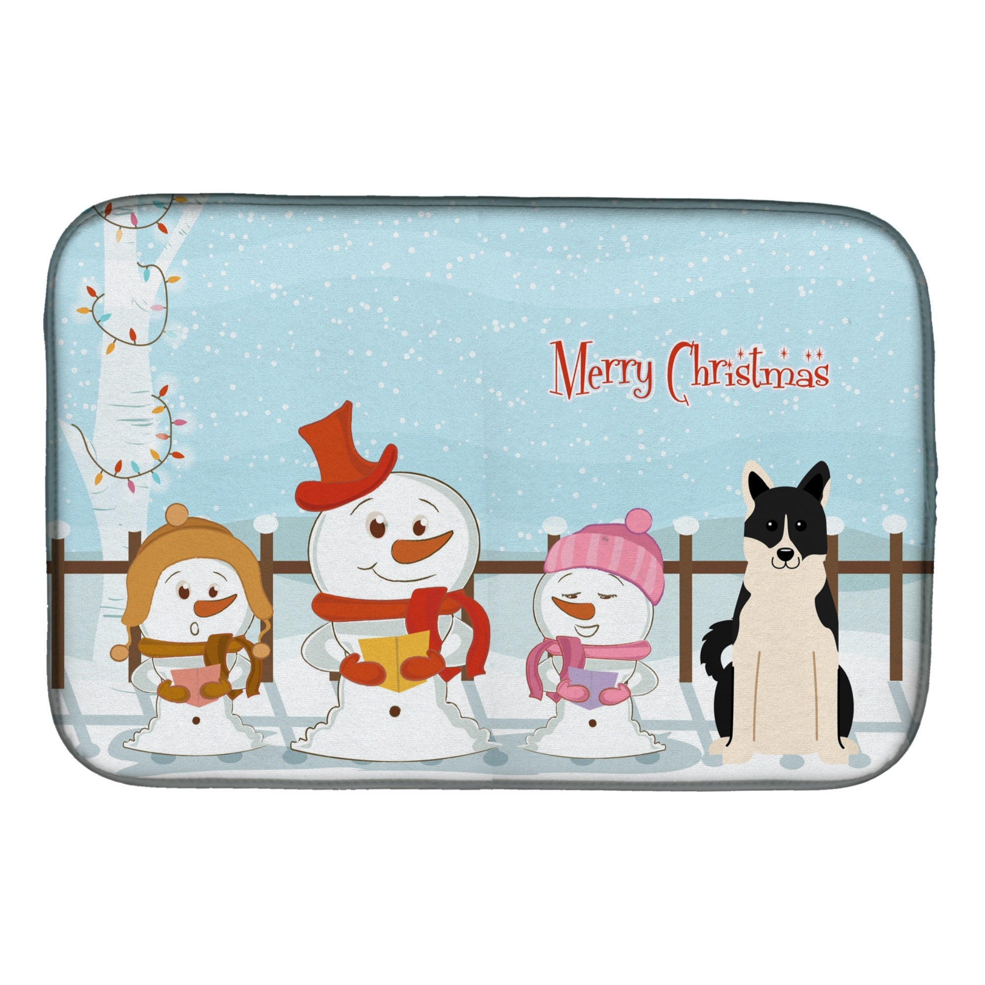 Caroline'S Treasures Merry Christmas Carolers Russo-European Laika Spitz Dish Drying Mat, 14 X 21