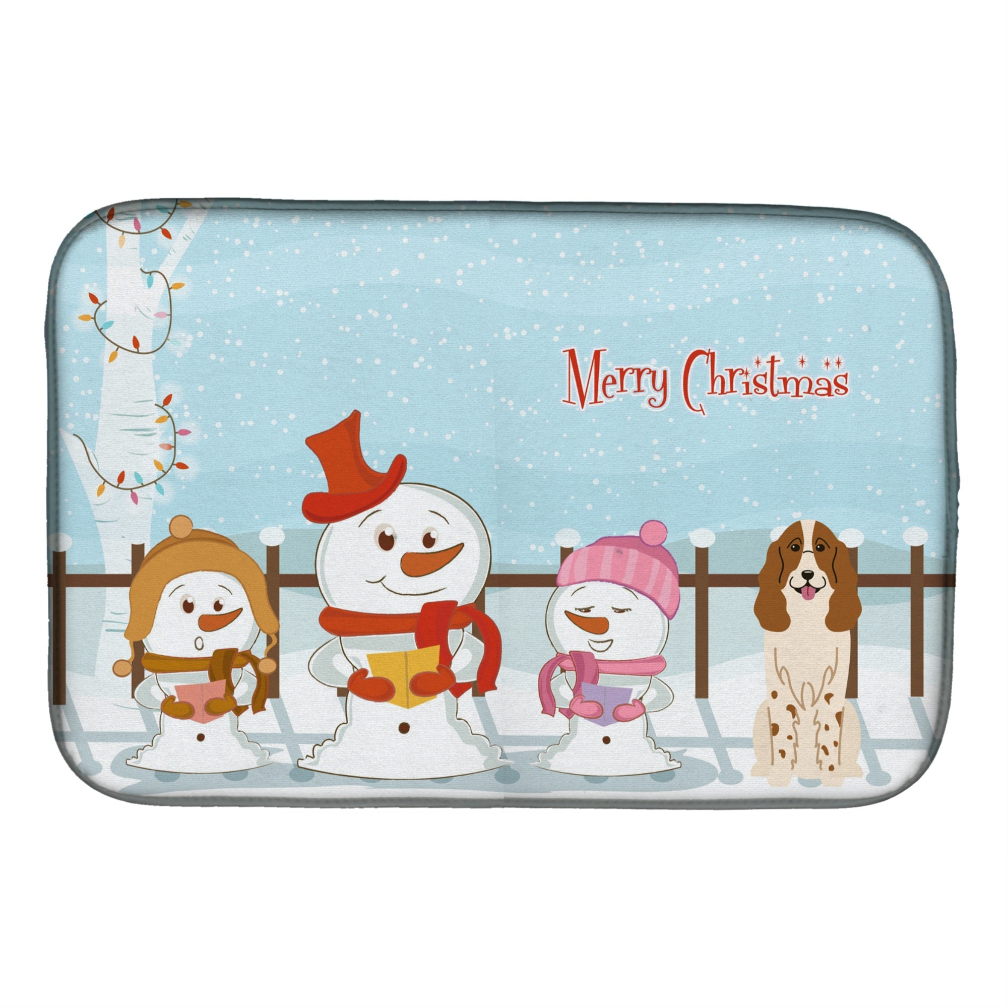 Caroline'S Treasures Merry Christmas Carolers Russian Spaniel Dish Drying Mat, 14 X 21