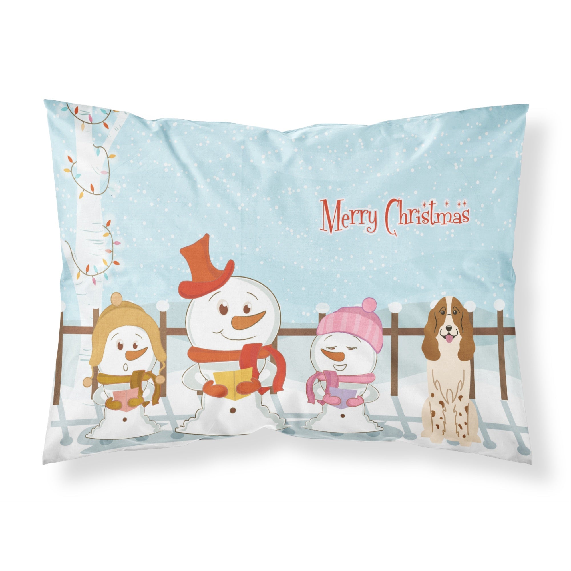 Caroline'S Treasures Merry Christmas Carolers Russian Spaniel Fabric Standard Pillowcase Bb2362Pillowcase, Multicolor