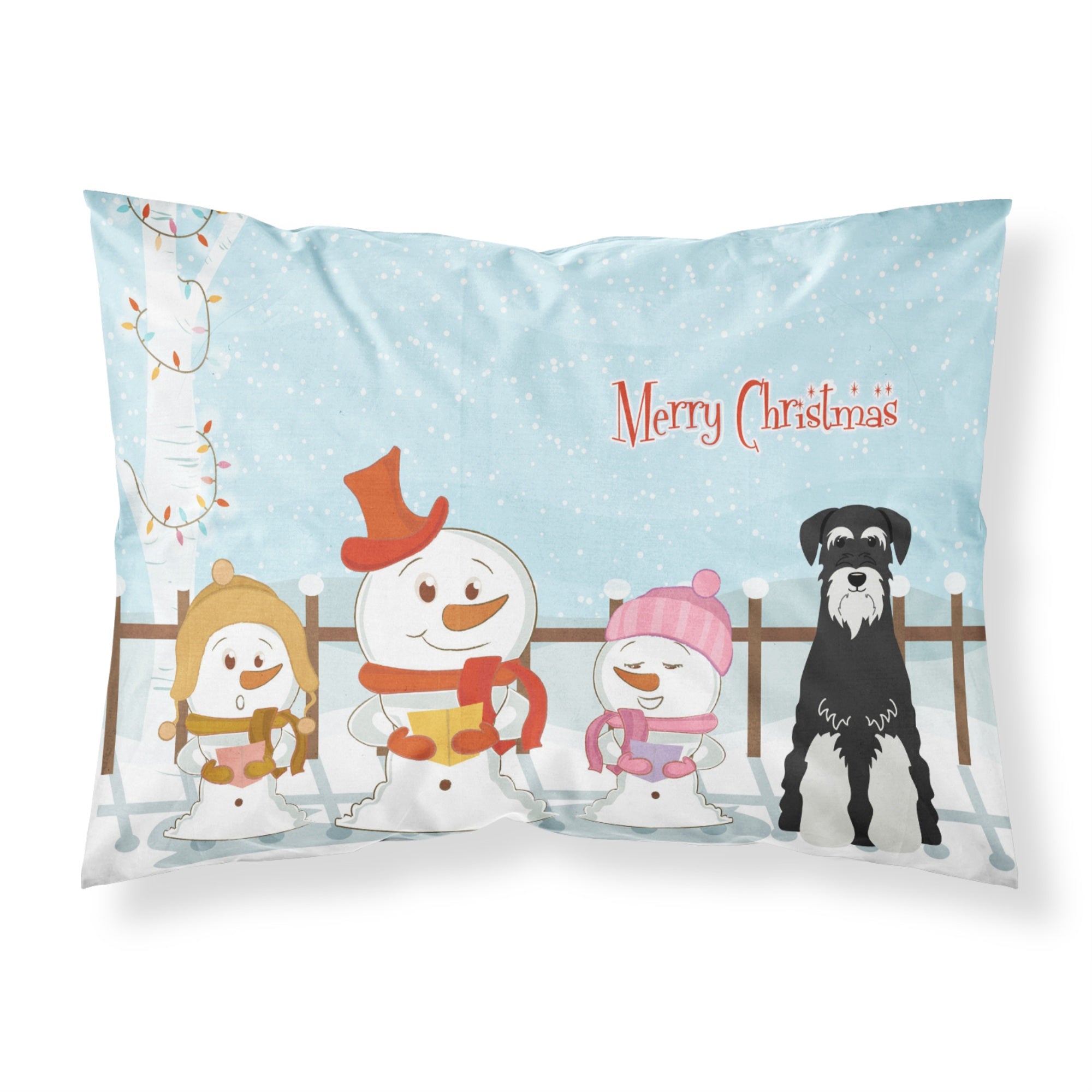 Caroline'S Treasures Merry Christmas Carolers Schnauzer Salt And Pepper Fabric Standard Pillowcase Bb2364Pillowcase, Multicolo