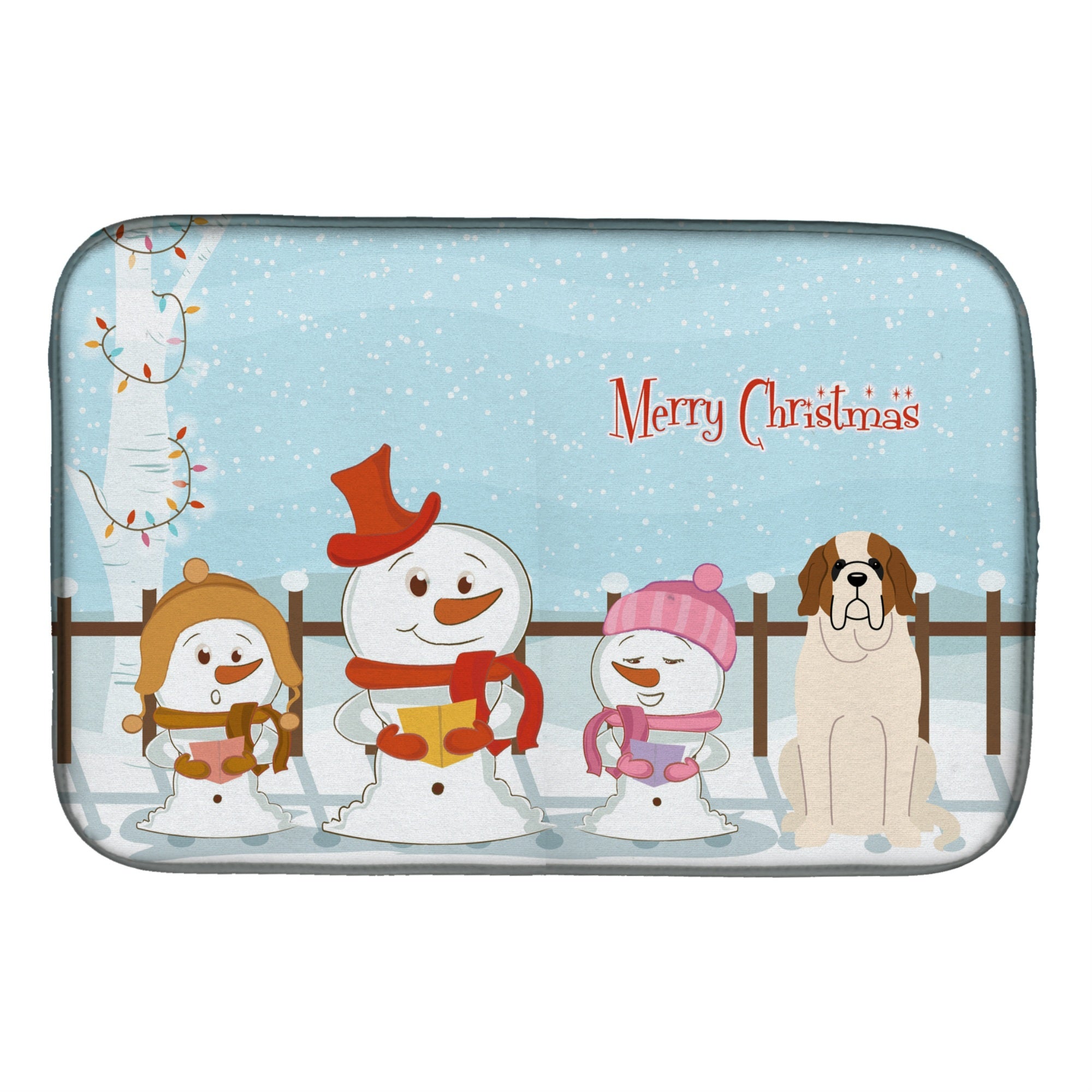 Caroline'S Treasures Merry Christmas Carolers Saint Bernard Dish Drying Mat, 14 X 21