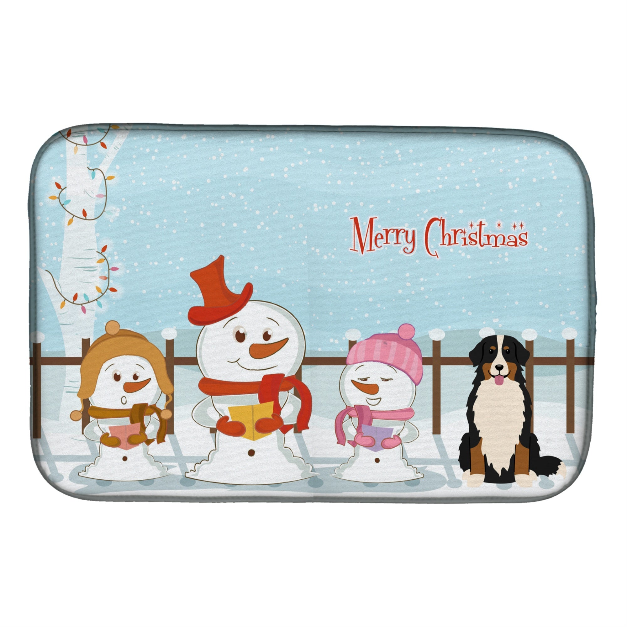 Caroline'S Treasures Merry Christmas Carolers Bernese Mountain Dog Dish Drying Mat, 14 X 21
