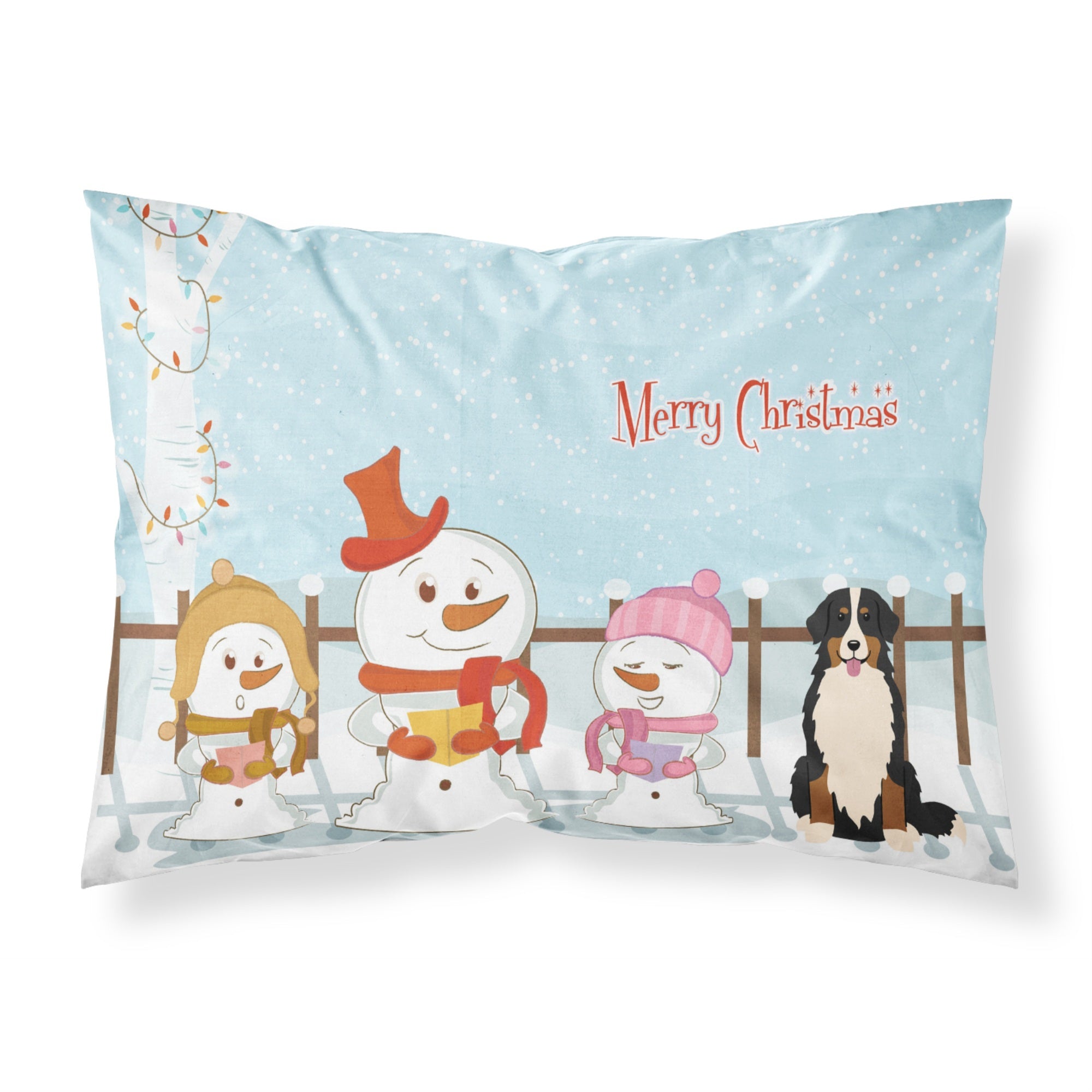 Caroline'S Treasures Merry Christmas Carolers Bernese Mountain Dog Fabric Standard Pillowcase Bb2367Pillowcase, Multicolor