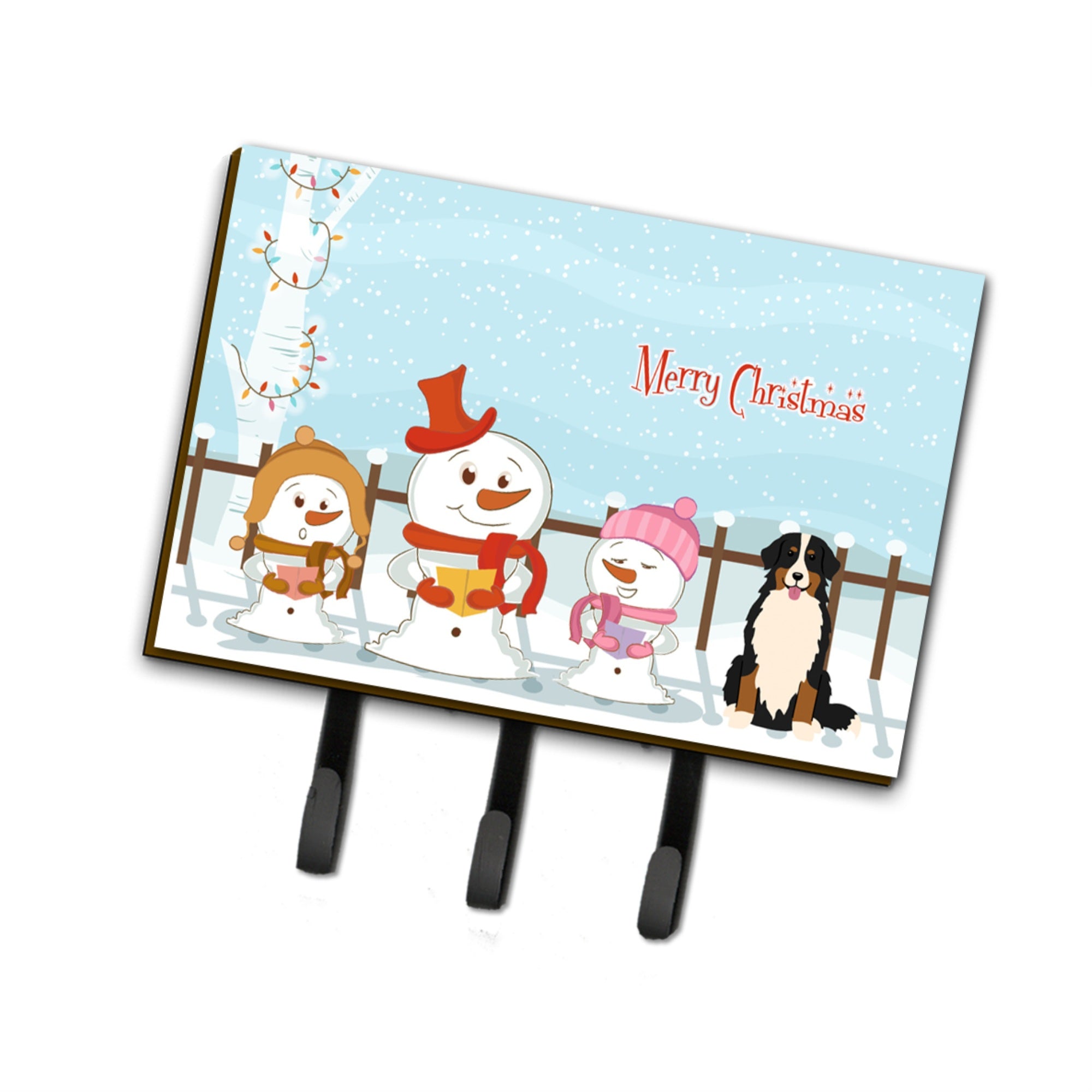 Caroline'S Treasures Merry Christmas Carolers Bernese Mountain Dog Leash Or Key Holder Bb2367Th68, Triple, Multicolor