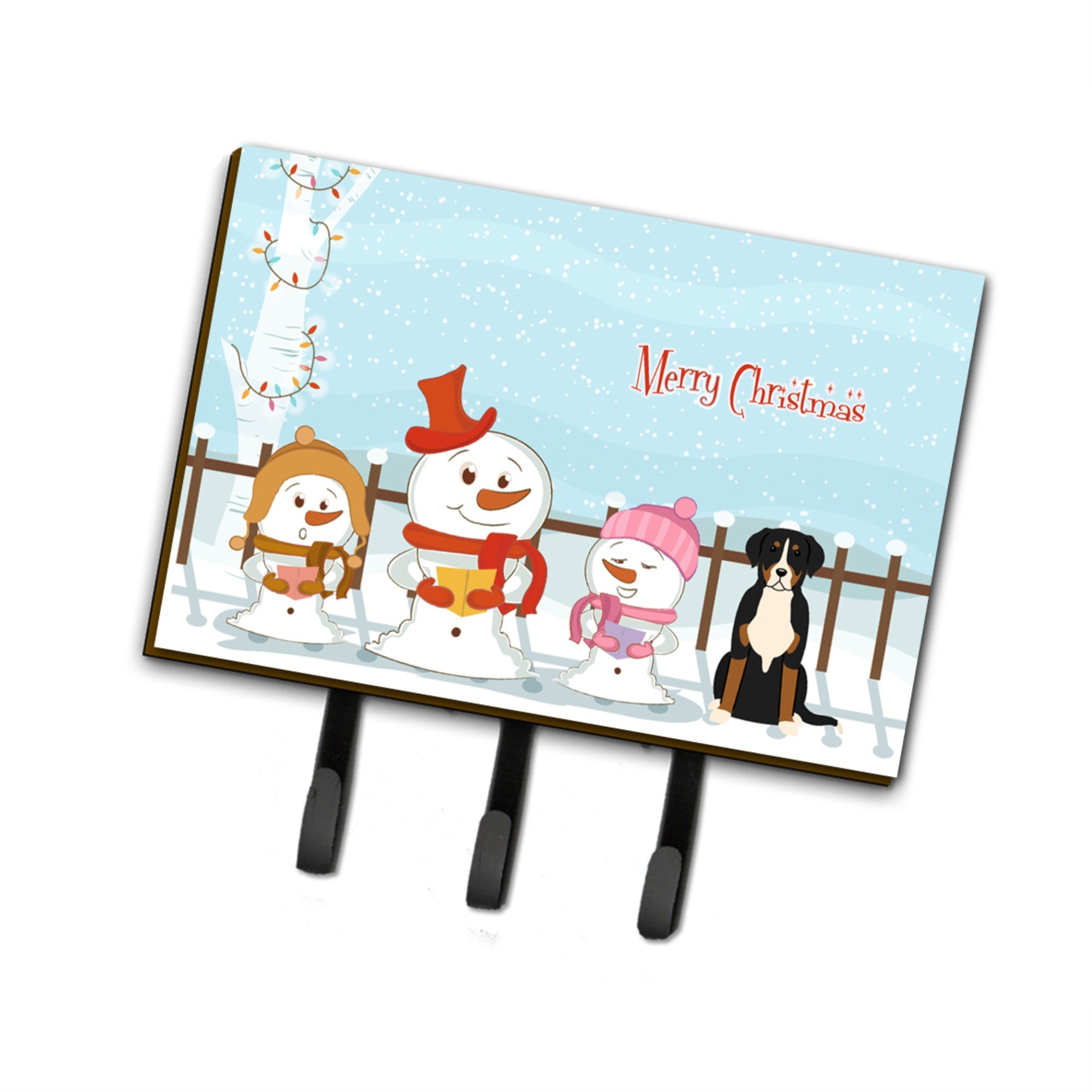 Caroline'S Treasures Merry Christmas Carolers Greater Swiss Mountain Dog Leash Or Key Holder Bb2368Th68, Triple, Multicolor