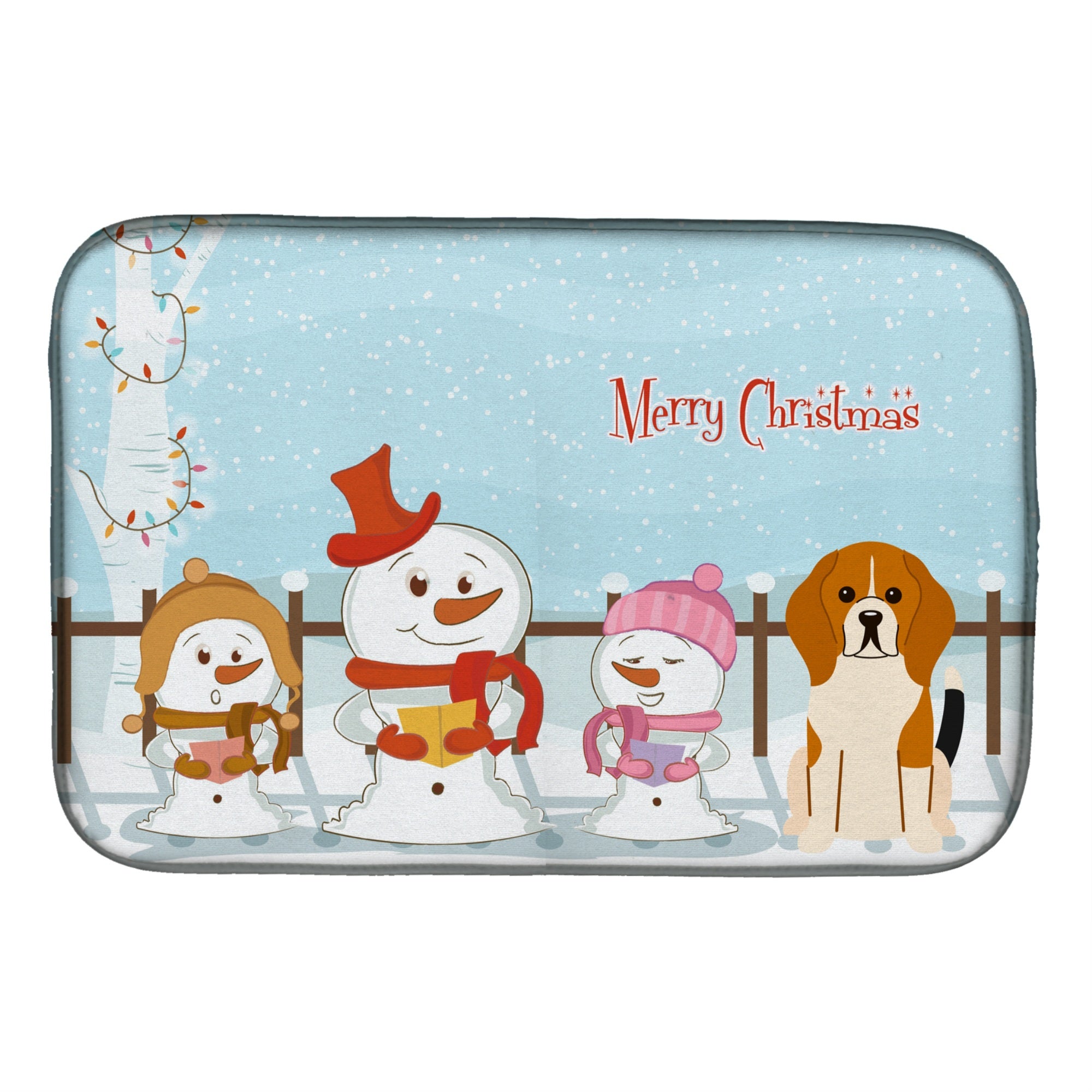 Caroline'S Treasures Merry Christmas Carolers Beagle Dish Drying Mat, 14 X 21