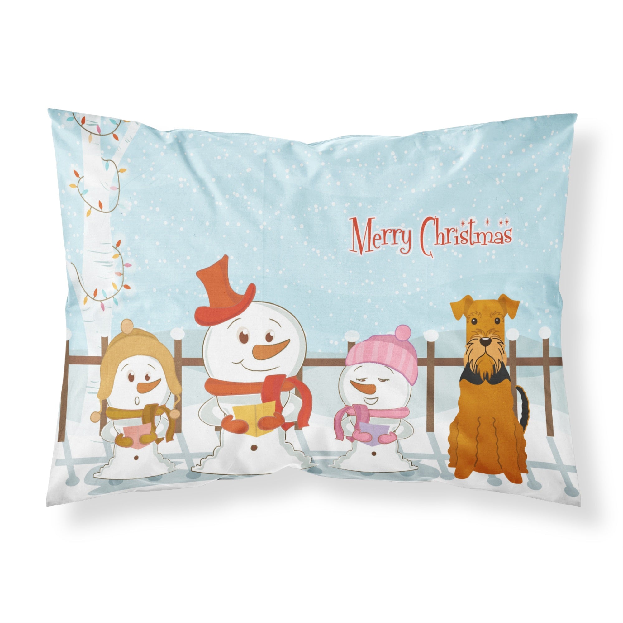Caroline'S Treasures Merry Christmas Carolers Airedale Fabric Standard Pillowcase Bb2372Pillowcase, Multicolor