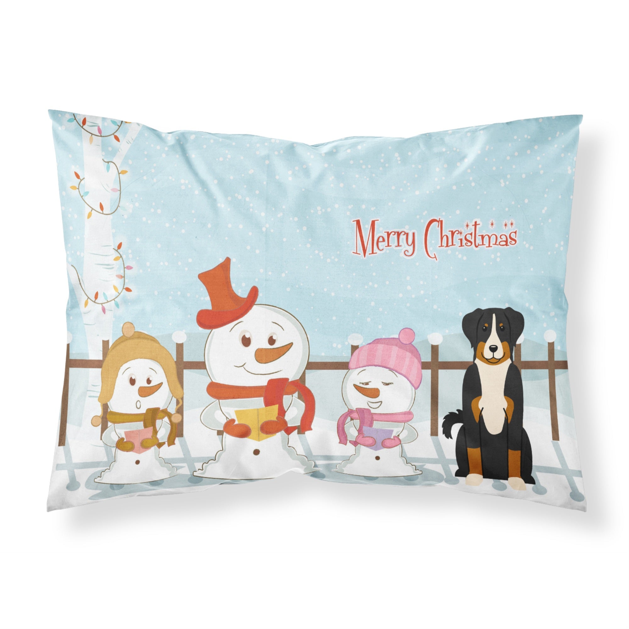Caroline'S Treasures Merry Christmas Carolers Appenzeller Sennenhund Fabric Standard Pillowcase Bb2374Pillowcase, Multicolor