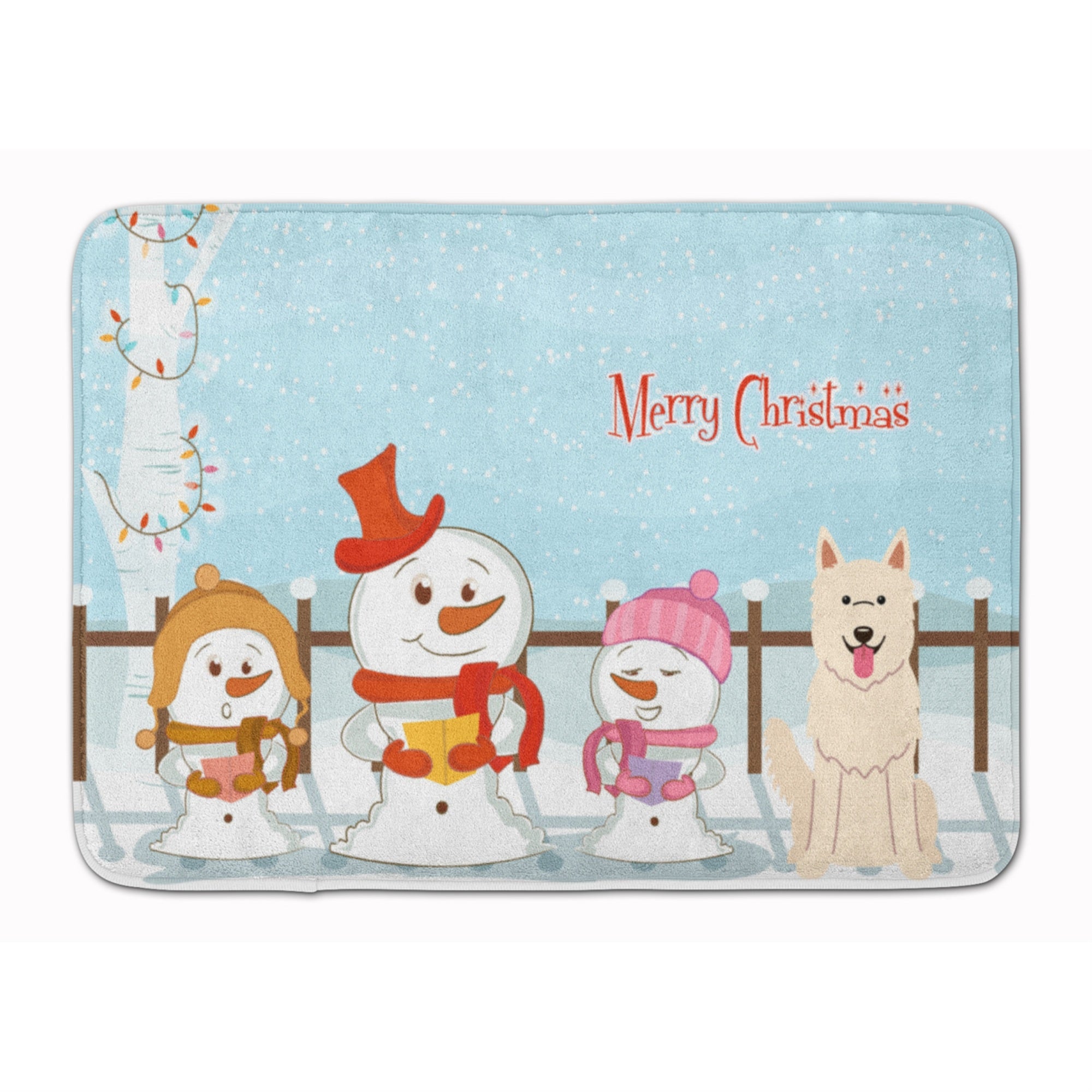 Caroline'S Treasures Merry Christmas White German Shepherd Floor Mat, 19 X 27, Multicolor