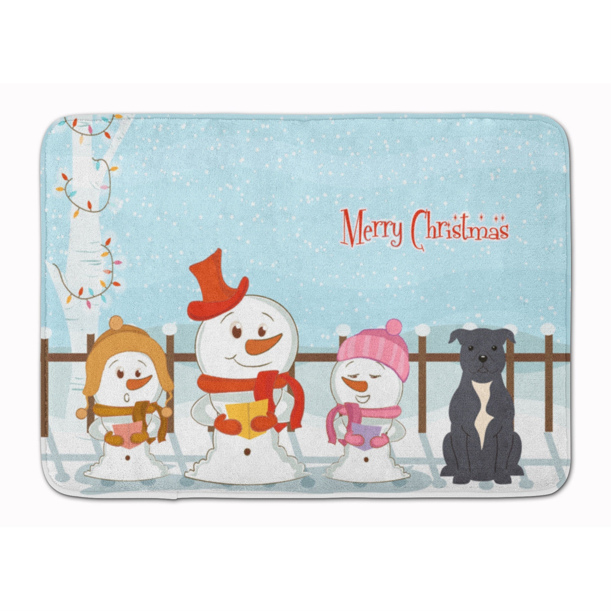 Caroline'S Treasures Christmas Staffordshire Bull Terrier Floor Mat, 19 X 27, Multicolor