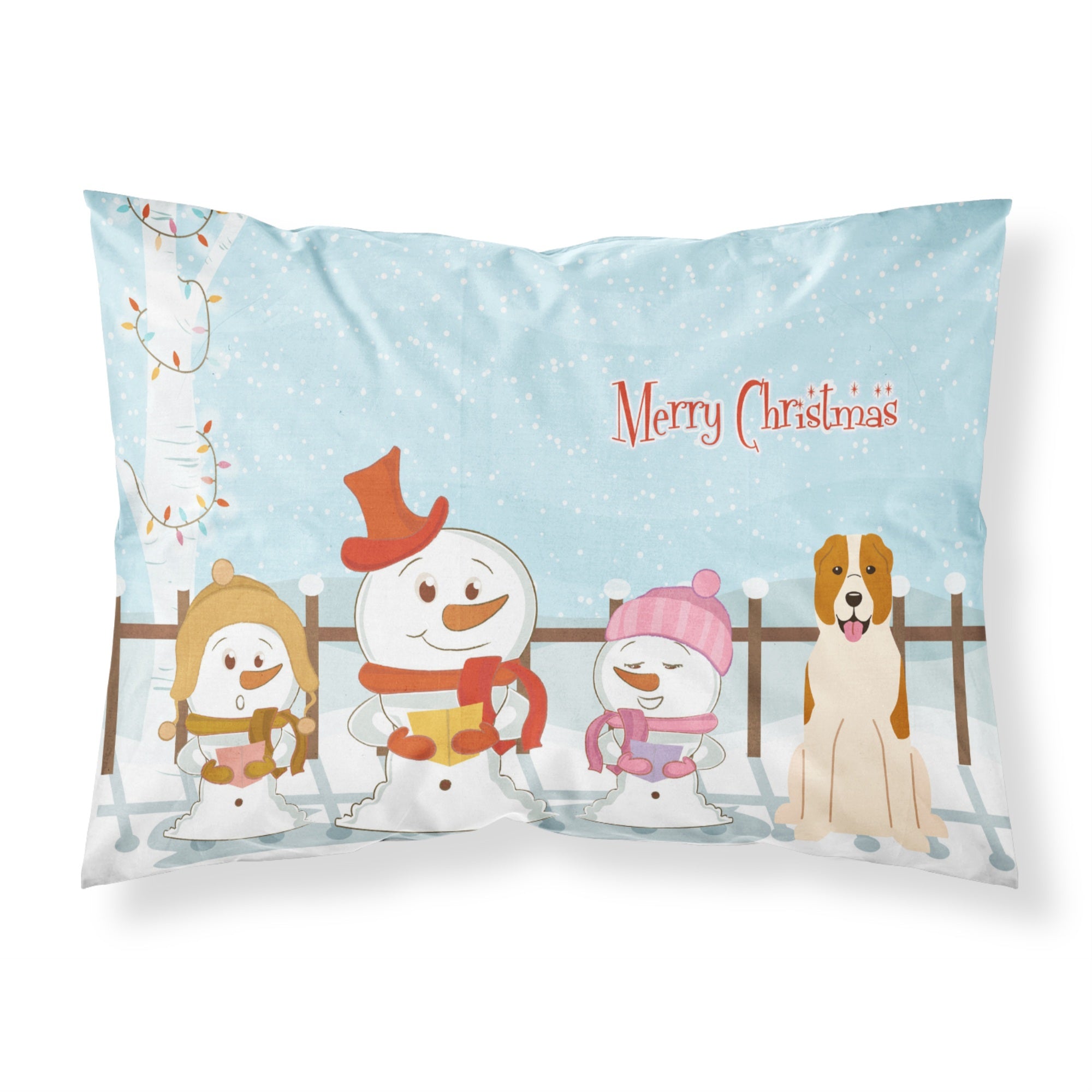 Caroline'S Treasures Merry Christmas Carolers Central Asian Shepherd Dog Fabric Standard Pillowcase Bb2380Pillowcase, Multicol