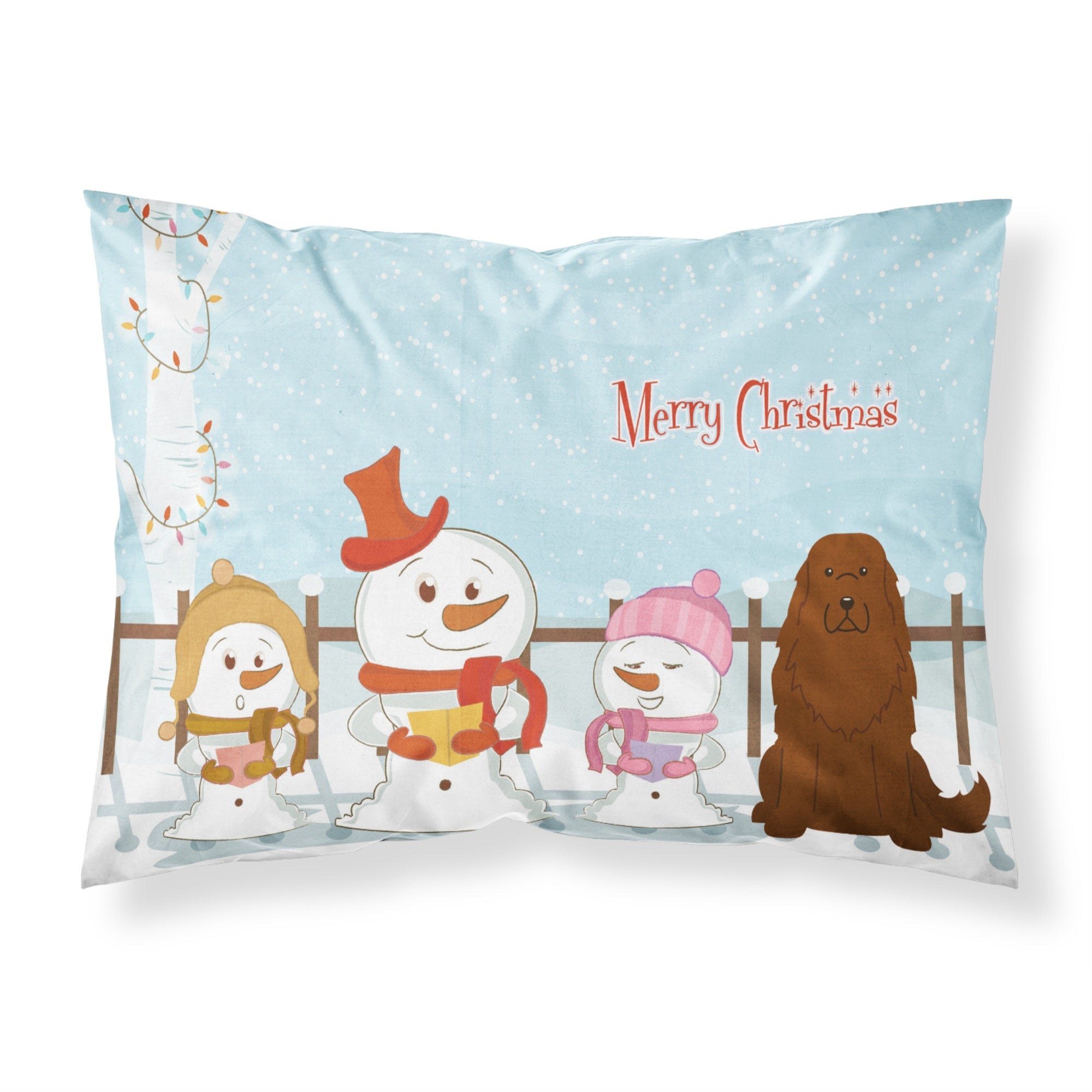 Caroline'S Treasures Merry Christmas Carolers Caucasian Shepherd Dog Fabric Standard Pillowcase Bb2381Pillowcase, Multicolor