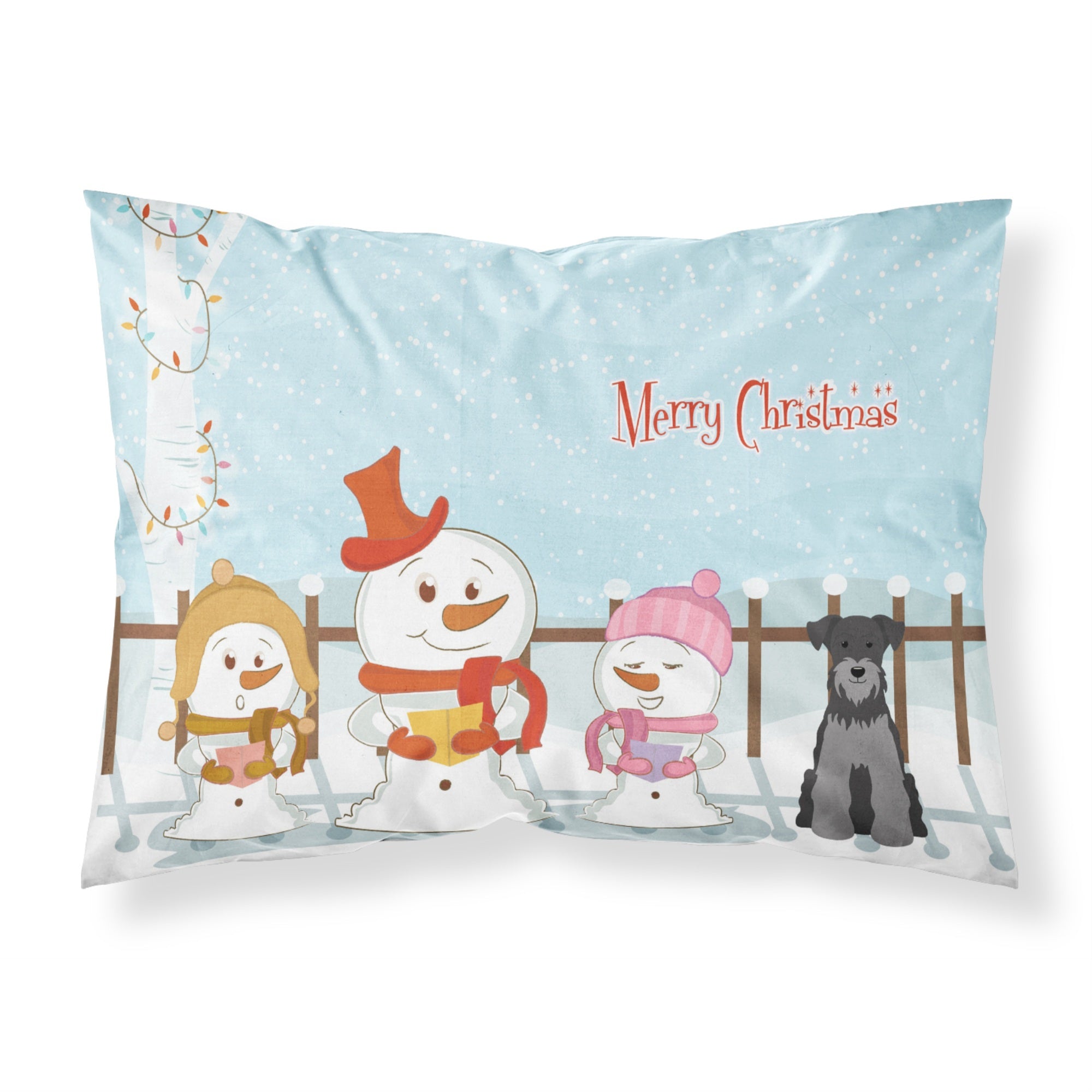 Caroline'S Treasures Merry Christmas Carolers Miniature Schanuzer Black Silver Fabric Standard Pillowcase Bb2383Pillowcase, Mu