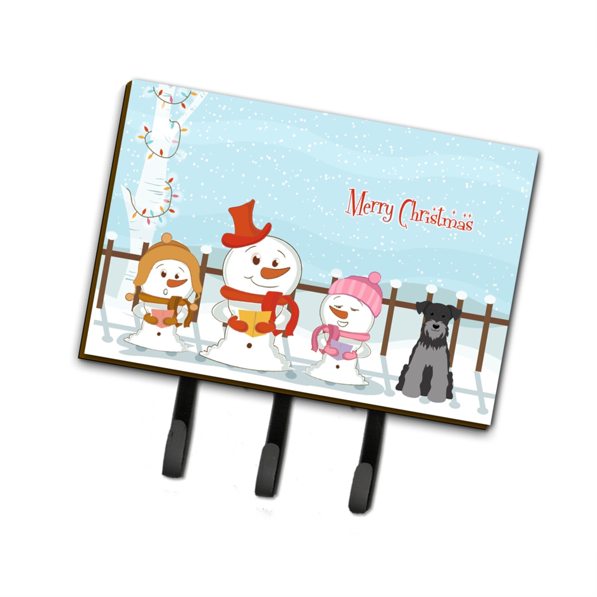 Caroline'S Treasures Christmas Carolers Merry Miniature Schanuzer Black Silver Leash Or Key Holder Bb2383Th68, Triple