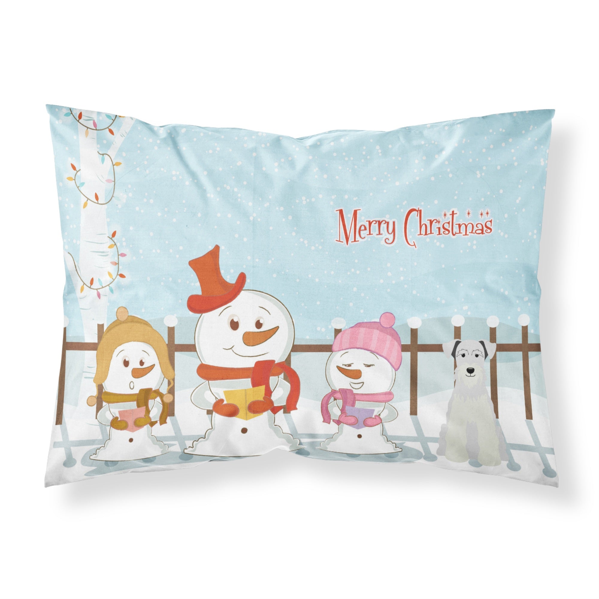 Caroline'S Treasures Merry Christmas Carolers Miniature Schanuzer White Fabric Standard Pillowcase Bb2384Pillowcase, Multicolo