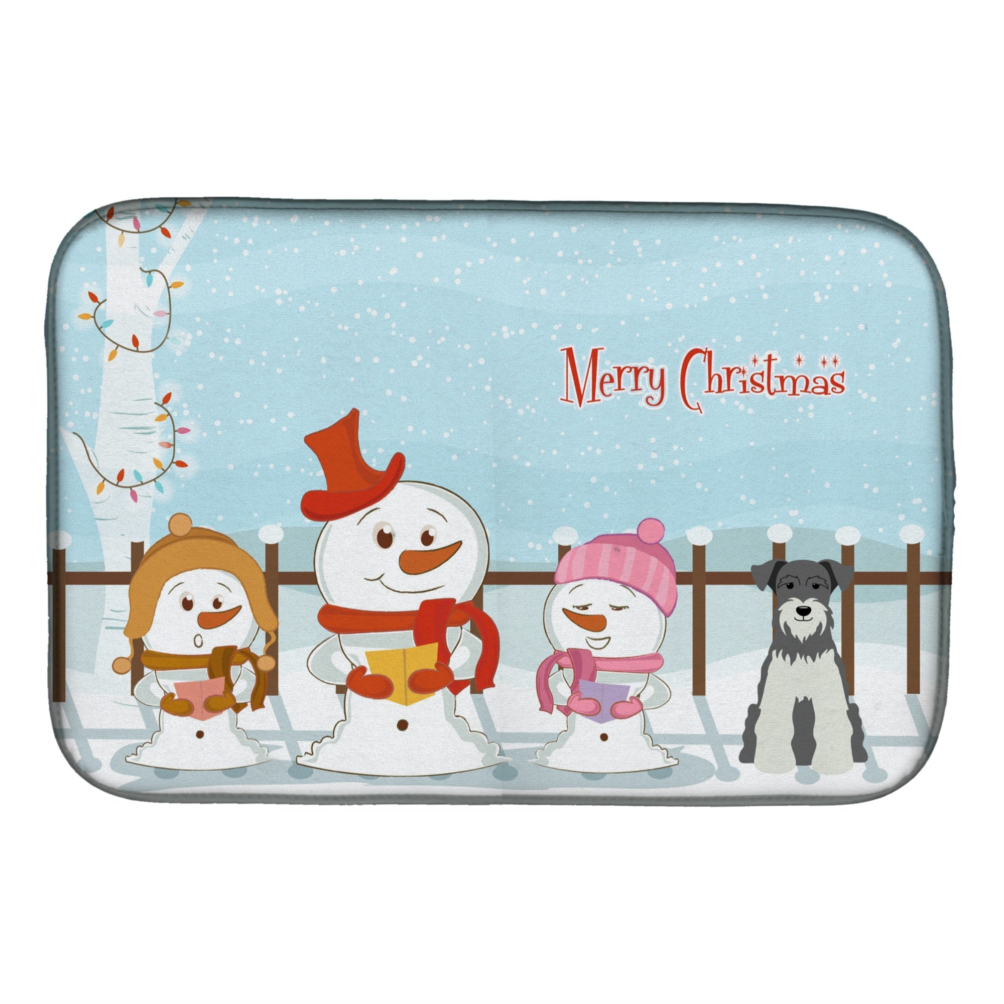Caroline'S Treasures Merry Christmas Carolers Miniature Schnauzer Salt And Pepper Dish Drying Mat, 14 X 21