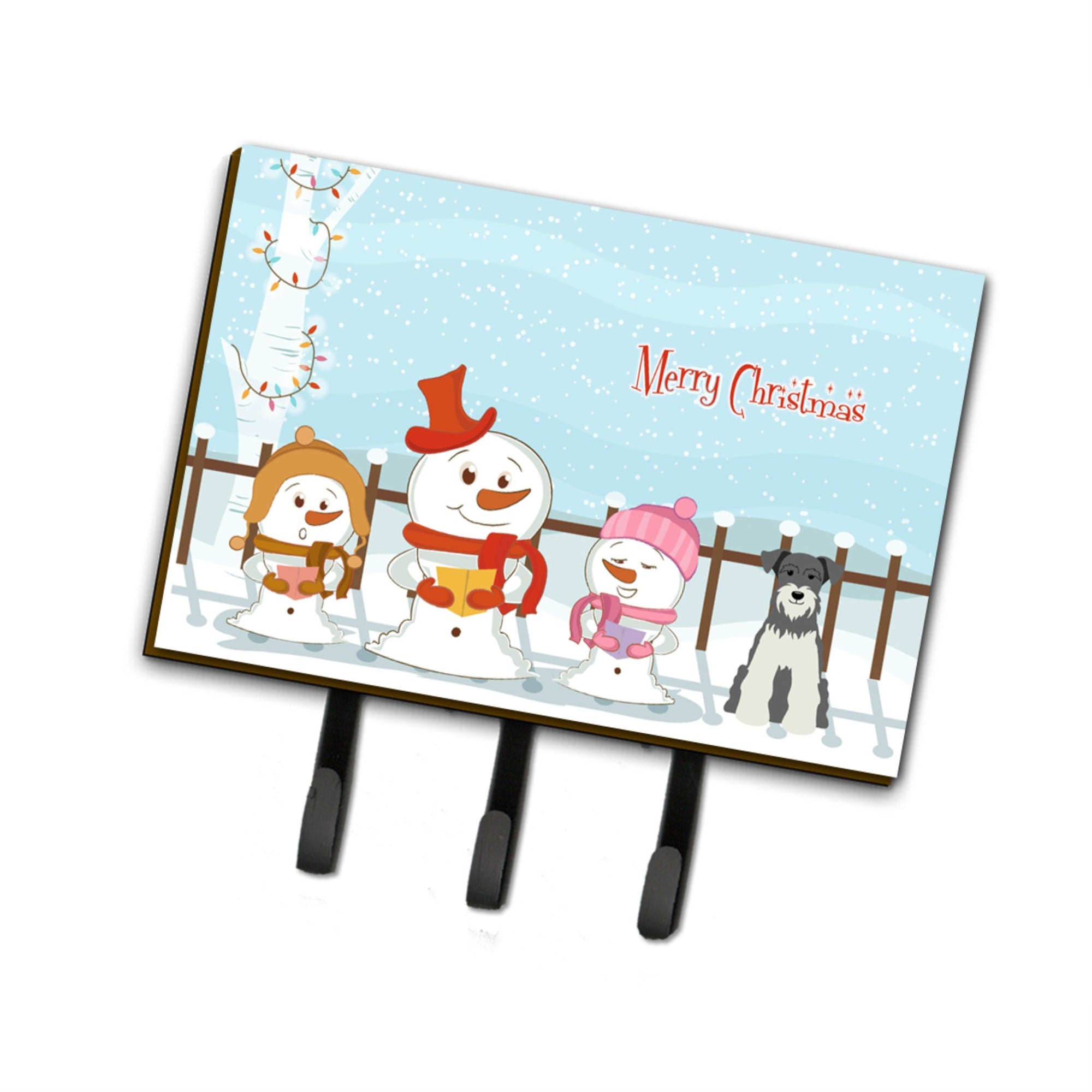 Caroline'S Treasures Christmas Carolers Merry Miniature Schanuzer Salt And Pepper Leash Or Key Holder Bb2385Th68, Triple