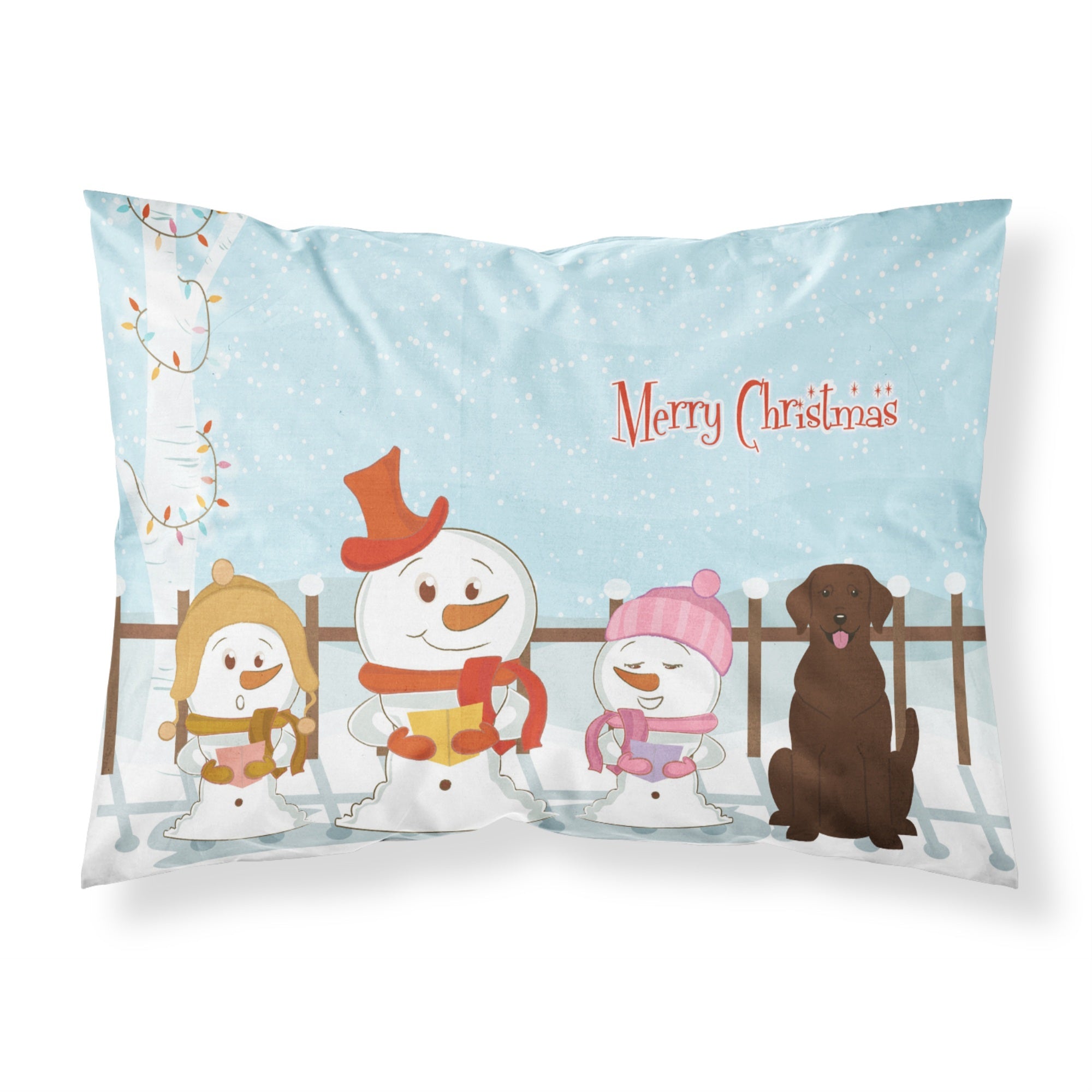 Caroline'S Treasures Merry Christmas Carolers Chocolate Labrador Fabric Standard Pillowcase Bb2387Pillowcase, Multicolor