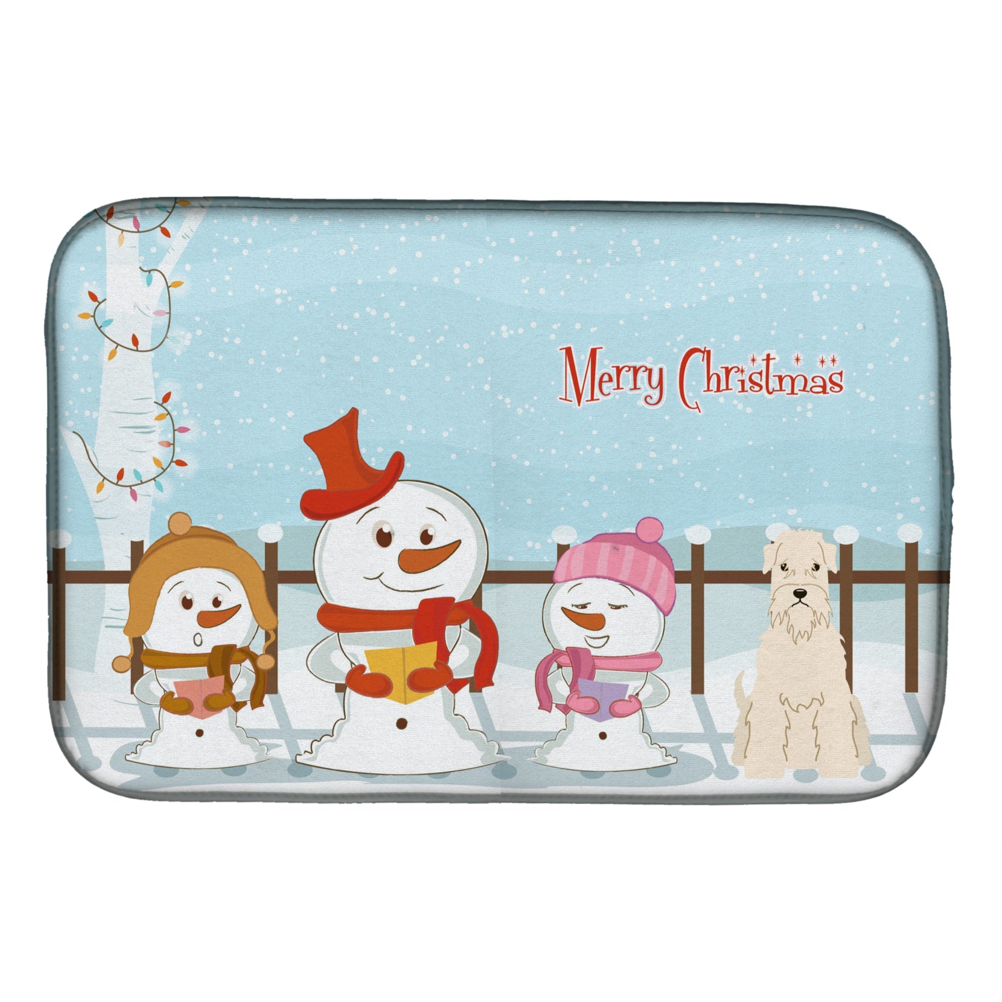 Caroline'S Treasures Merry Christmas Carolers Soft Coated Wheaten Terrier Dish Drying Mat, 14 X 21