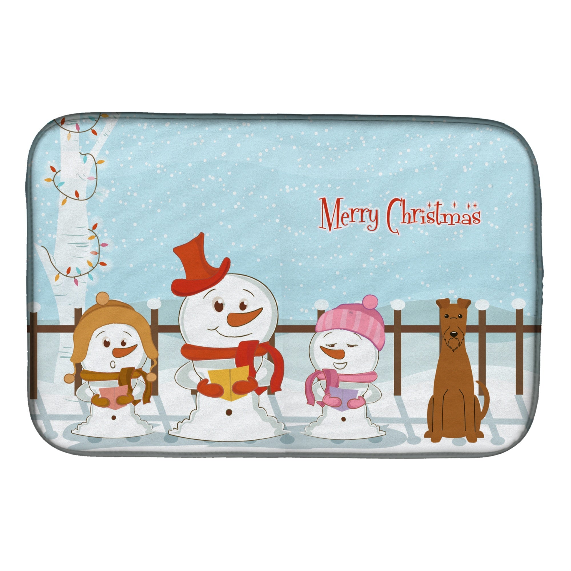 Caroline'S Treasures Merry Christmas Carolers Irish Terrier Dish Drying Mat, 14 X 21