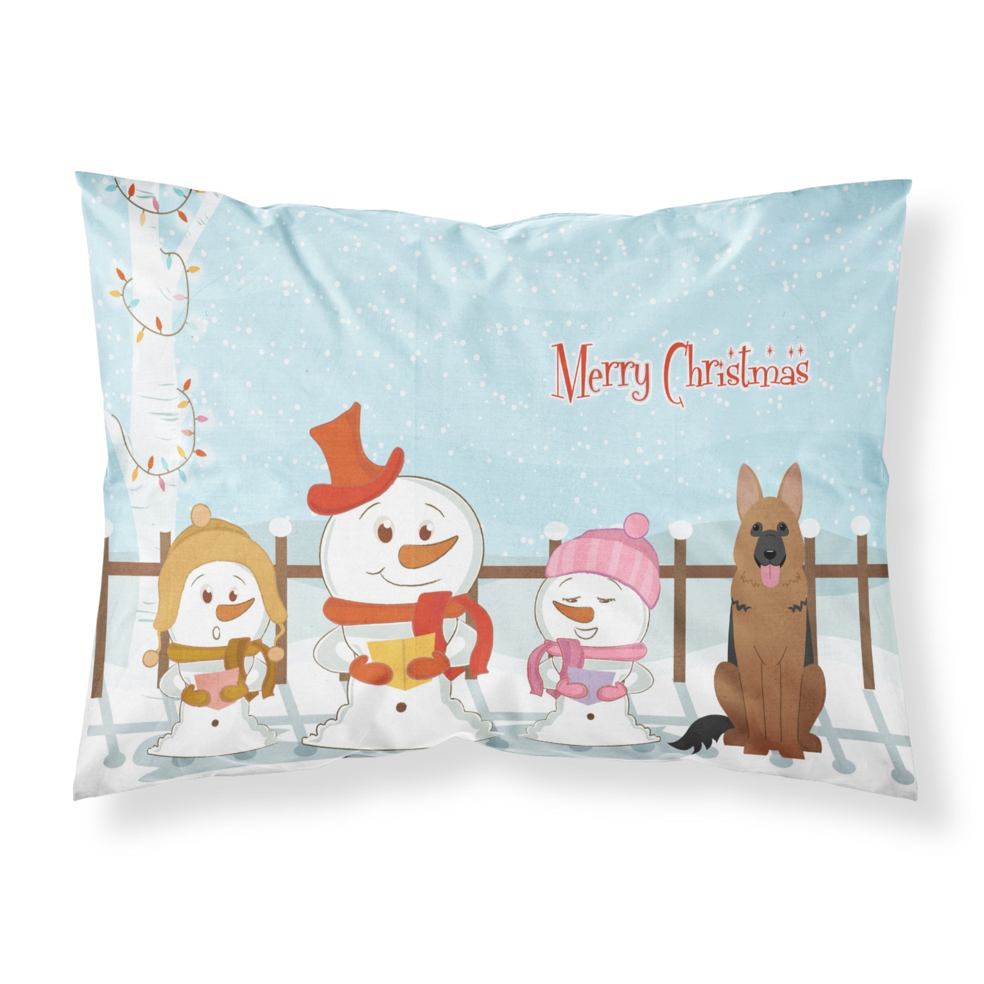 Caroline'S Treasures Merry Christmas Carolers German Shepherd Fabric Standard Pillowcase Bb2398Pillowcase, Multicolor
