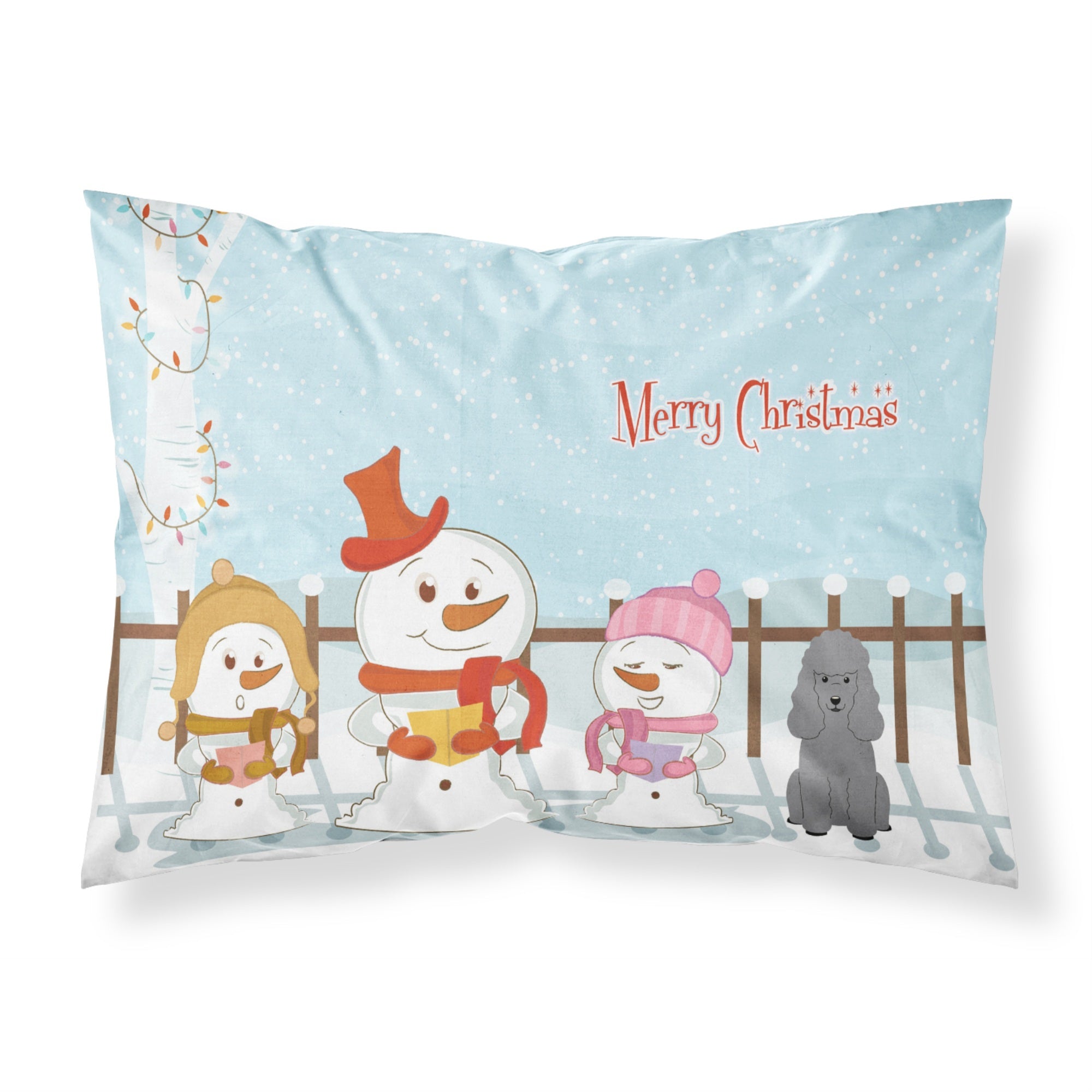 Caroline'S Treasures Merry Christmas Carolers Poodle Silver Fabric Standard Pillowcase Bb2399Pillowcase, Multicolor