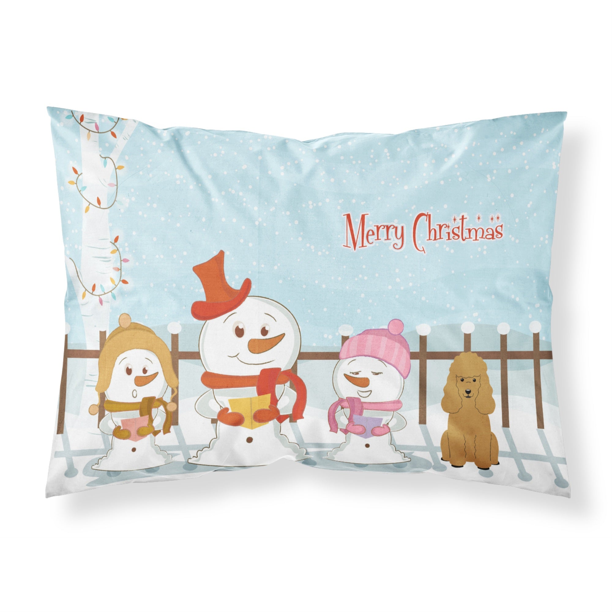 Caroline'S Treasures Merry Christmas Carolers Poodle Tan Fabric Standard Pillowcase Bb2400Pillowcase, Multicolor