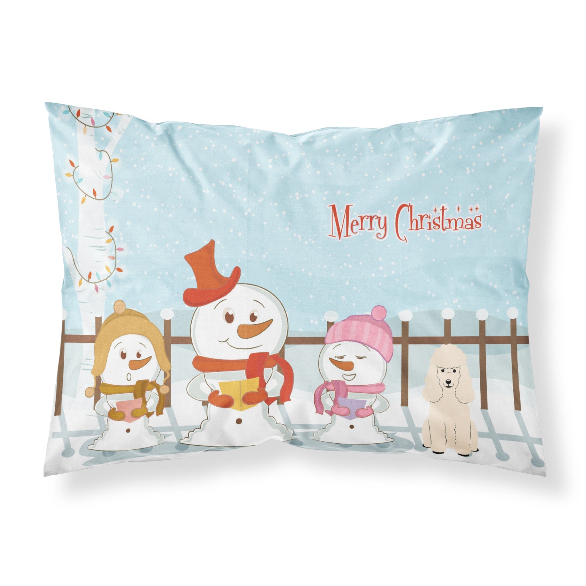 Caroline'S Treasures Merry Christmas Carolers Poodle White Fabric Standard Pillowcase Bb2401Pillowcase, Multicolor
