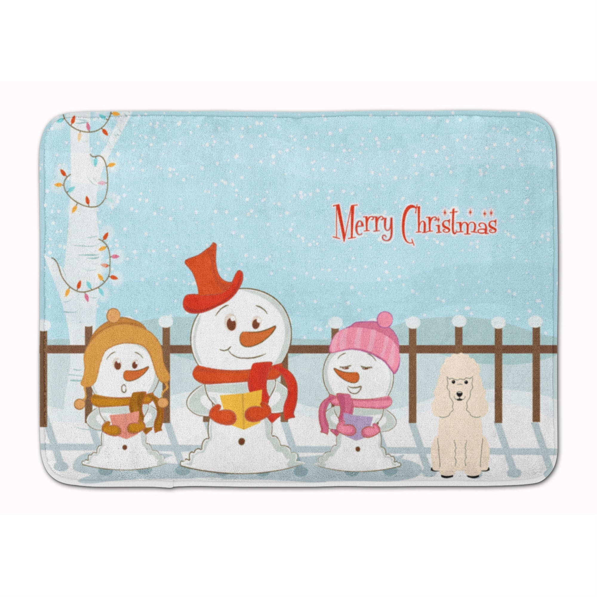 Caroline'S Treasures Merry Christmas Carolers Poodle White Floor Mat, 19 X 27, Multicolor