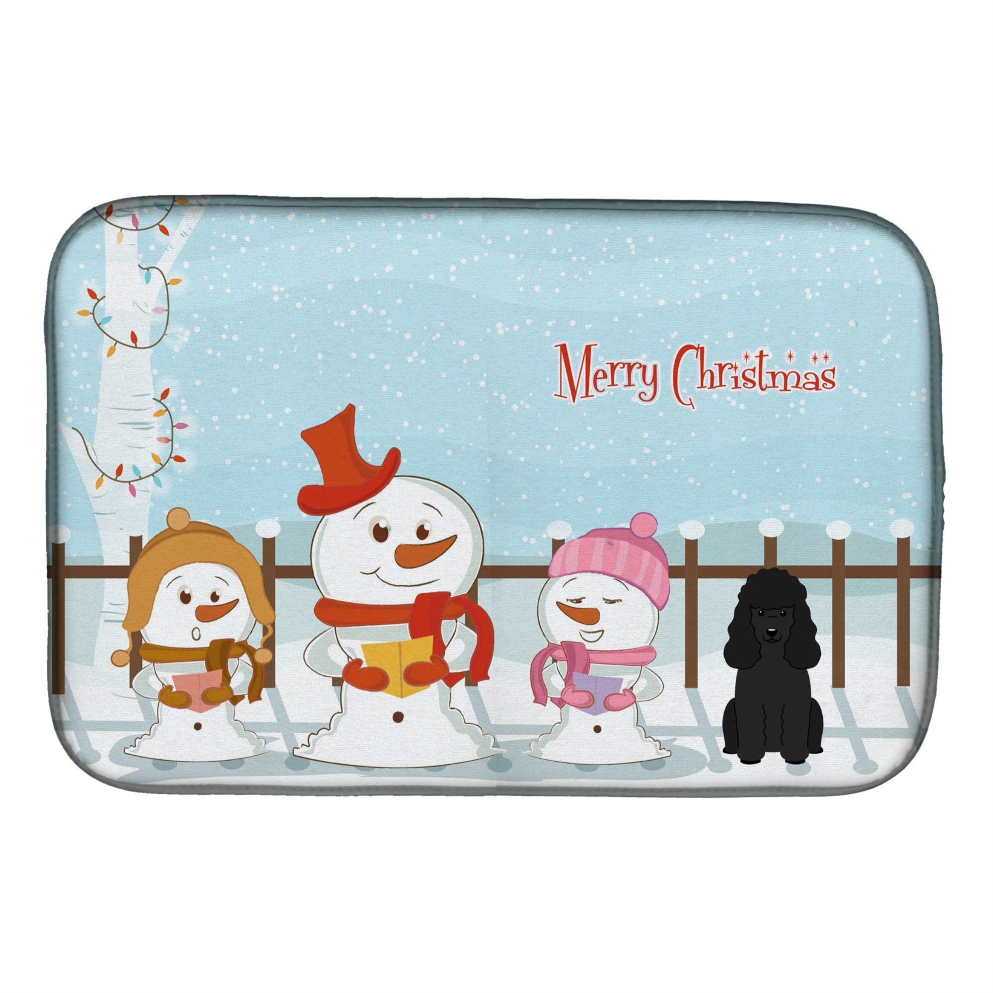 Caroline'S Treasures Merry Christmas Carolers Poodle Black Dish Drying Mat, 14 X 21