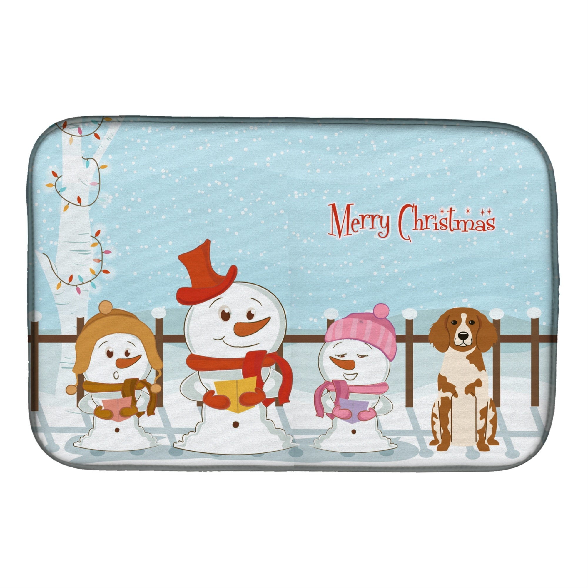 Caroline'S Treasures Merry Christmas Carolers Brittany Spaniel Dish Drying Mat, 14 X 21