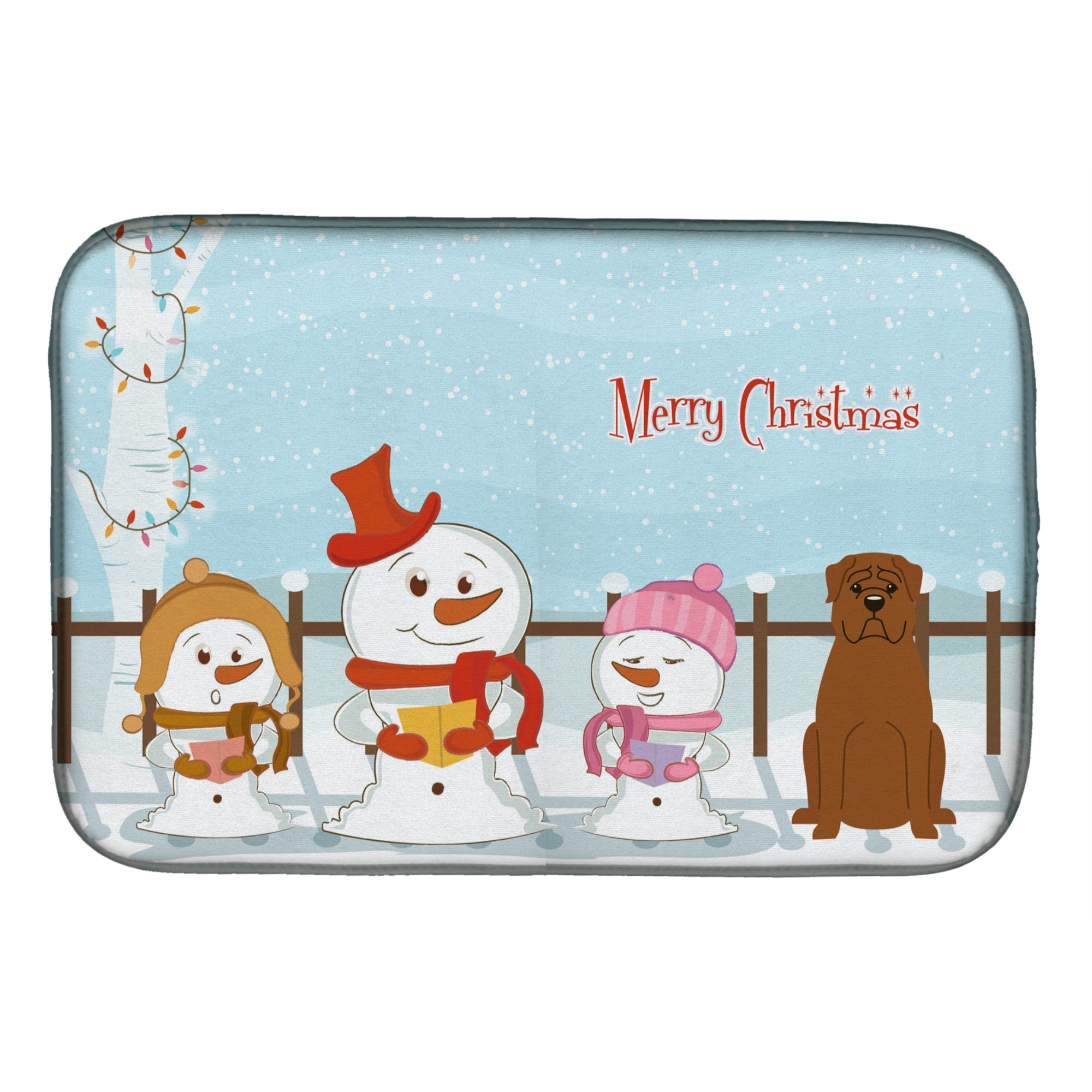 Caroline'S Treasures Dogue De Boudreaux Dish Drying Mat, 14 X 21, Christmas Carolers