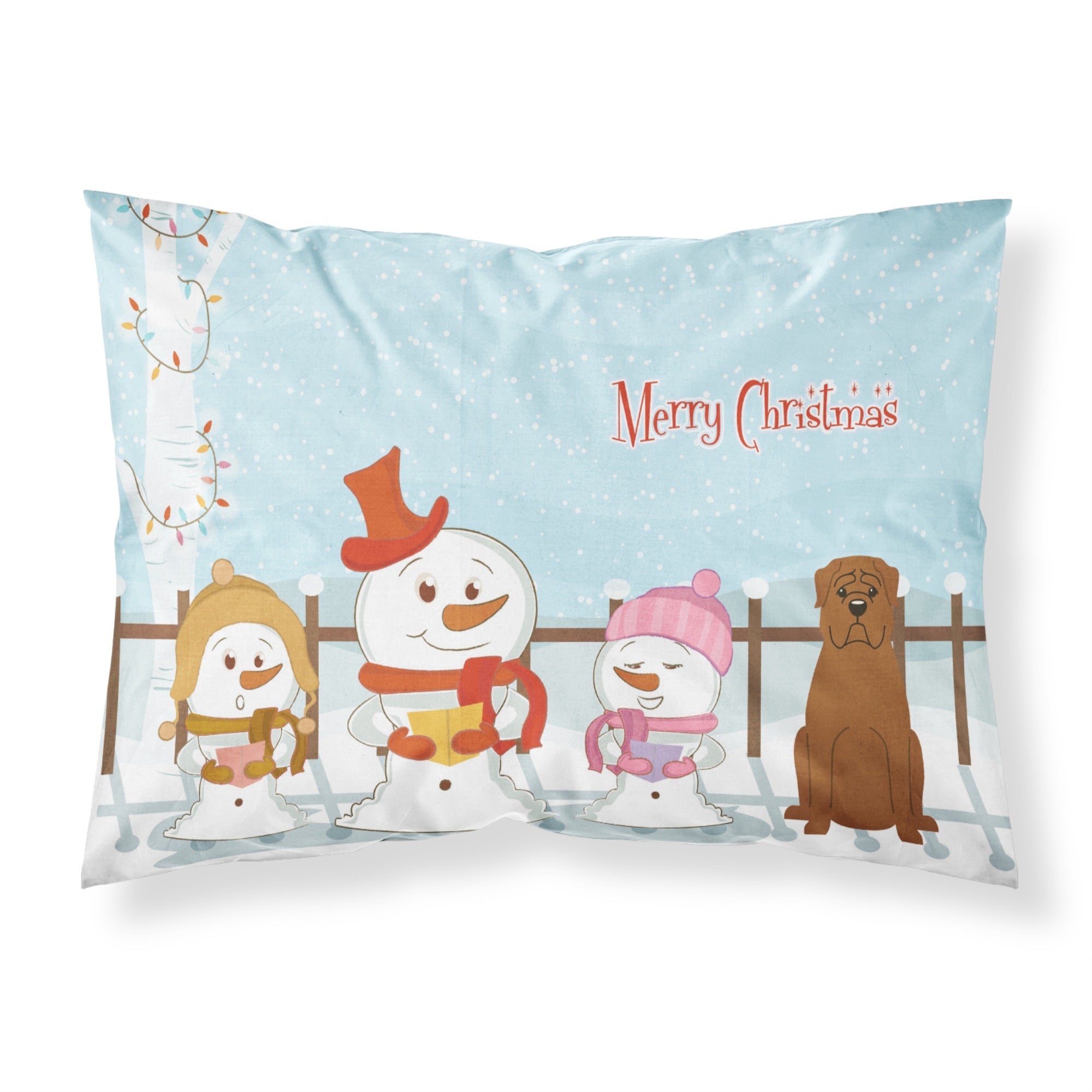 Caroline'S Treasures Merry Christmas Carolers Dogue De Bourdeaux Fabric Standard Pillowcase Bb2404Pillowcase, Multicolor