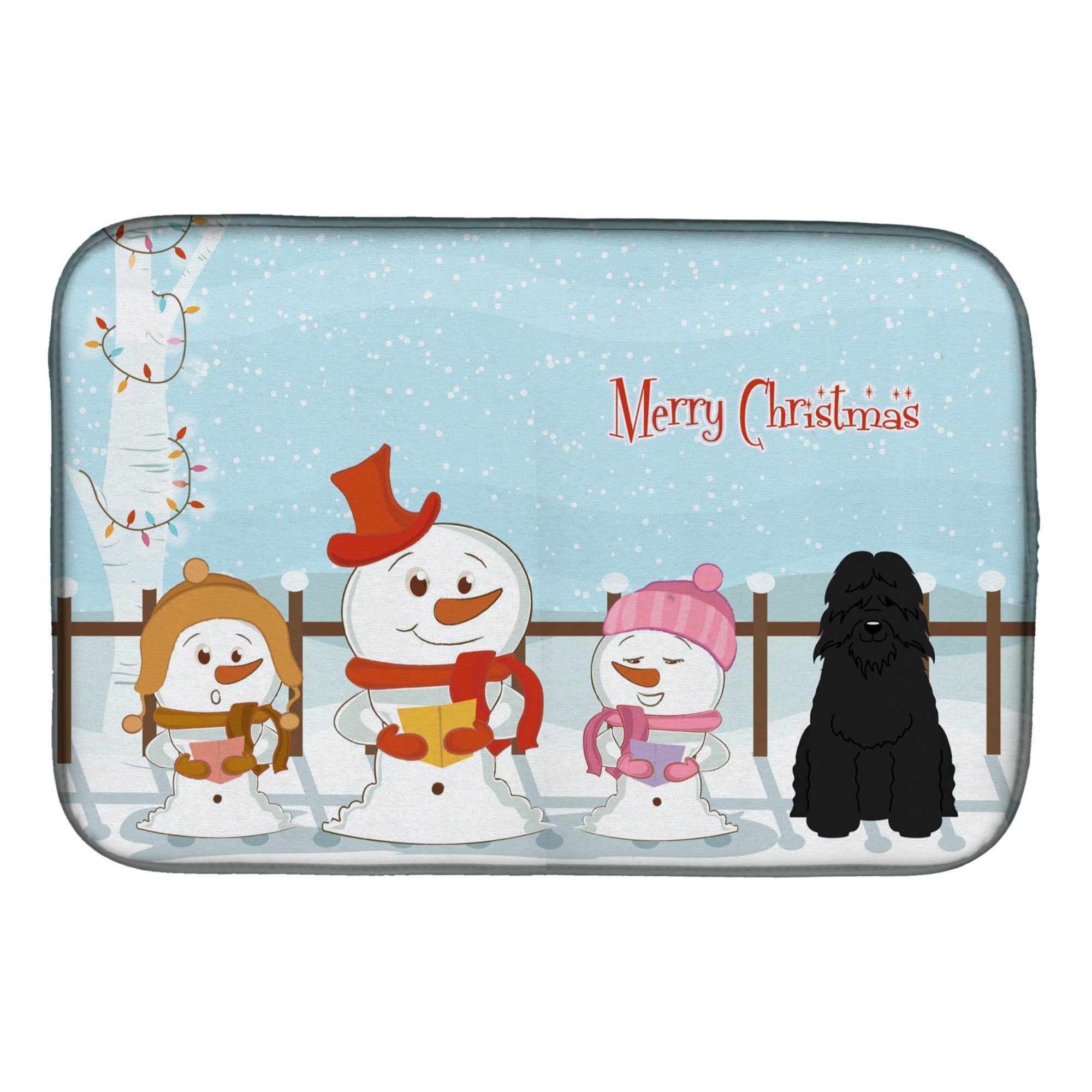 Caroline'S Treasures Merry Christmas Carolers Bouvier Des Flandres Dish Drying Mat, 14 X 21
