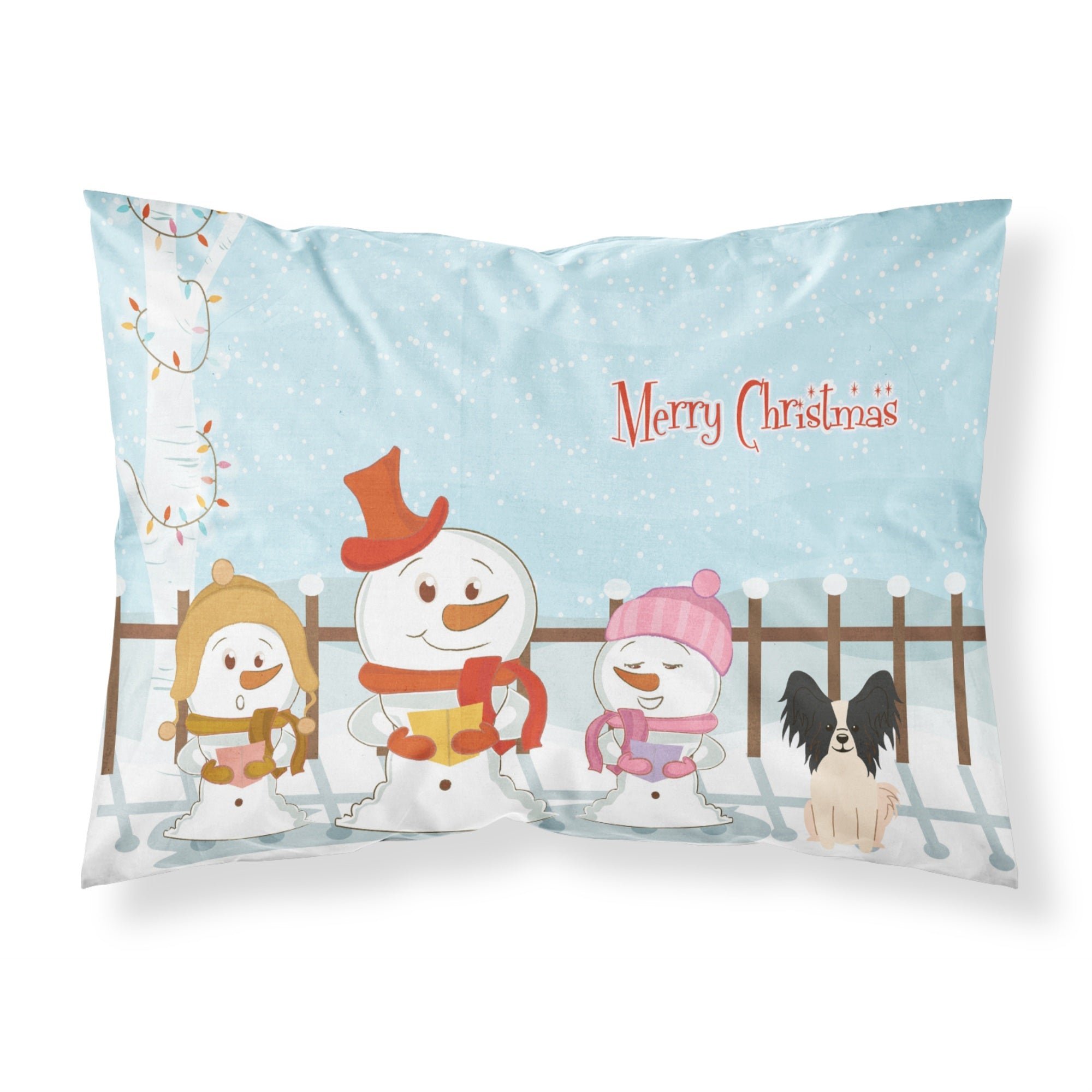 Caroline'S Treasures Merry Christmas Carolers Papillon Black White Fabric Standard Pillowcase Bb2407Pillowcase, Multicolor