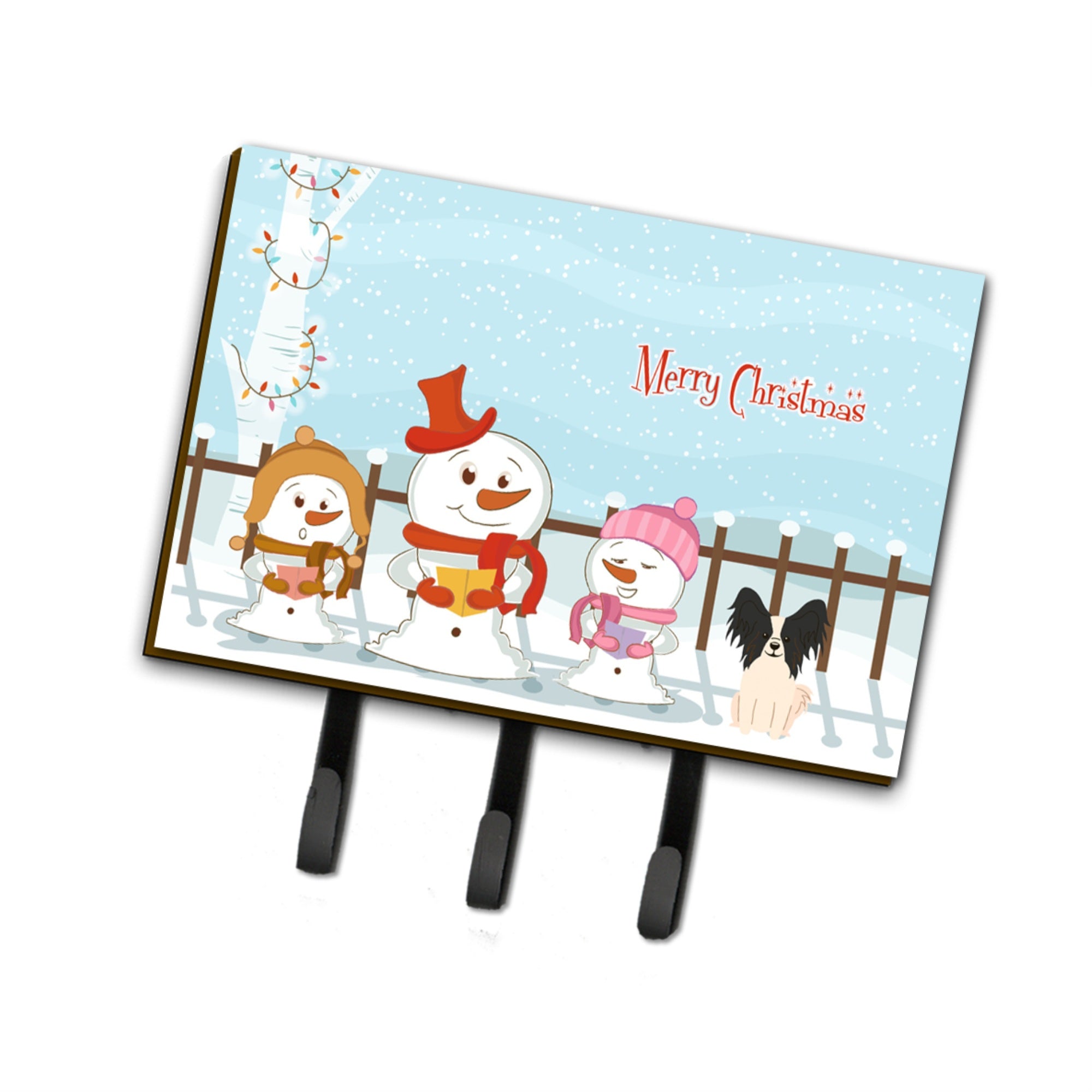 Caroline'S Treasures Merry Christmas Carolers Papillon Black White Leash Or Key Holder Bb2407Th68, Triple, Multicolor