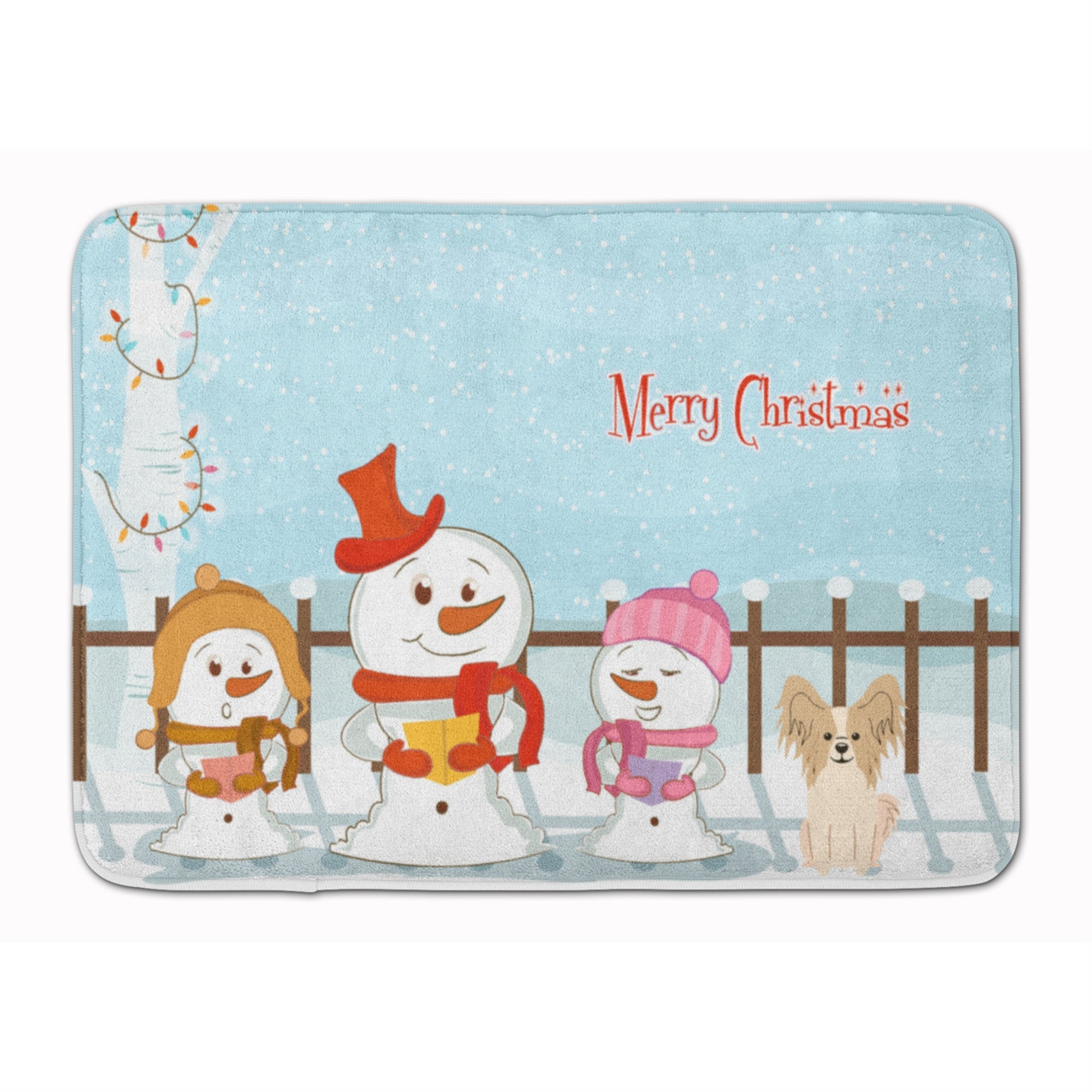 Caroline'S Treasures Merry Christmas Papillon Sable White Floor Mat, 19 X 27, Multicolor