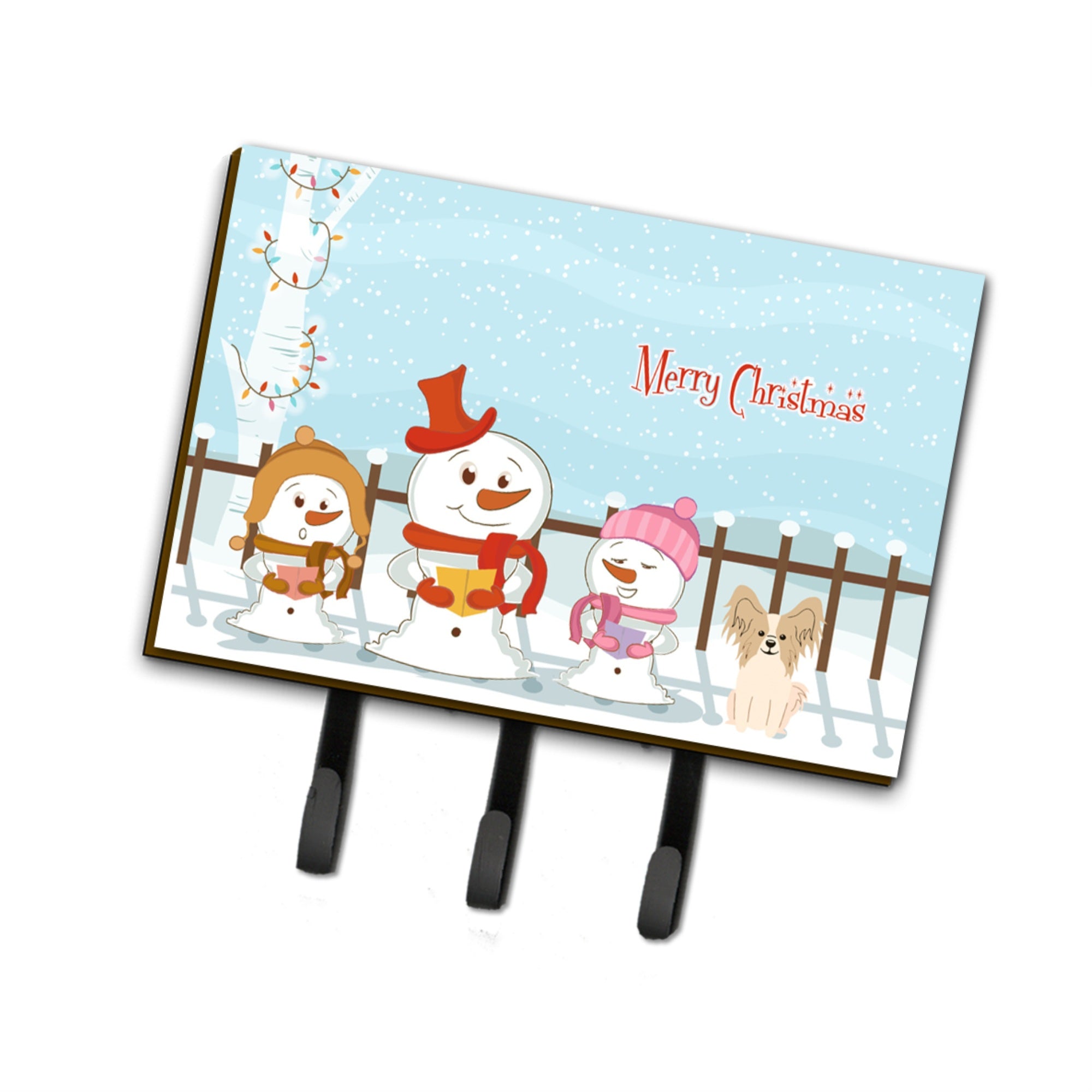 Caroline'S Treasures Merry Christmas Carolers Papillon Sable White Leash Or Key Holder Bb2408Th68, Triple, Multicolor
