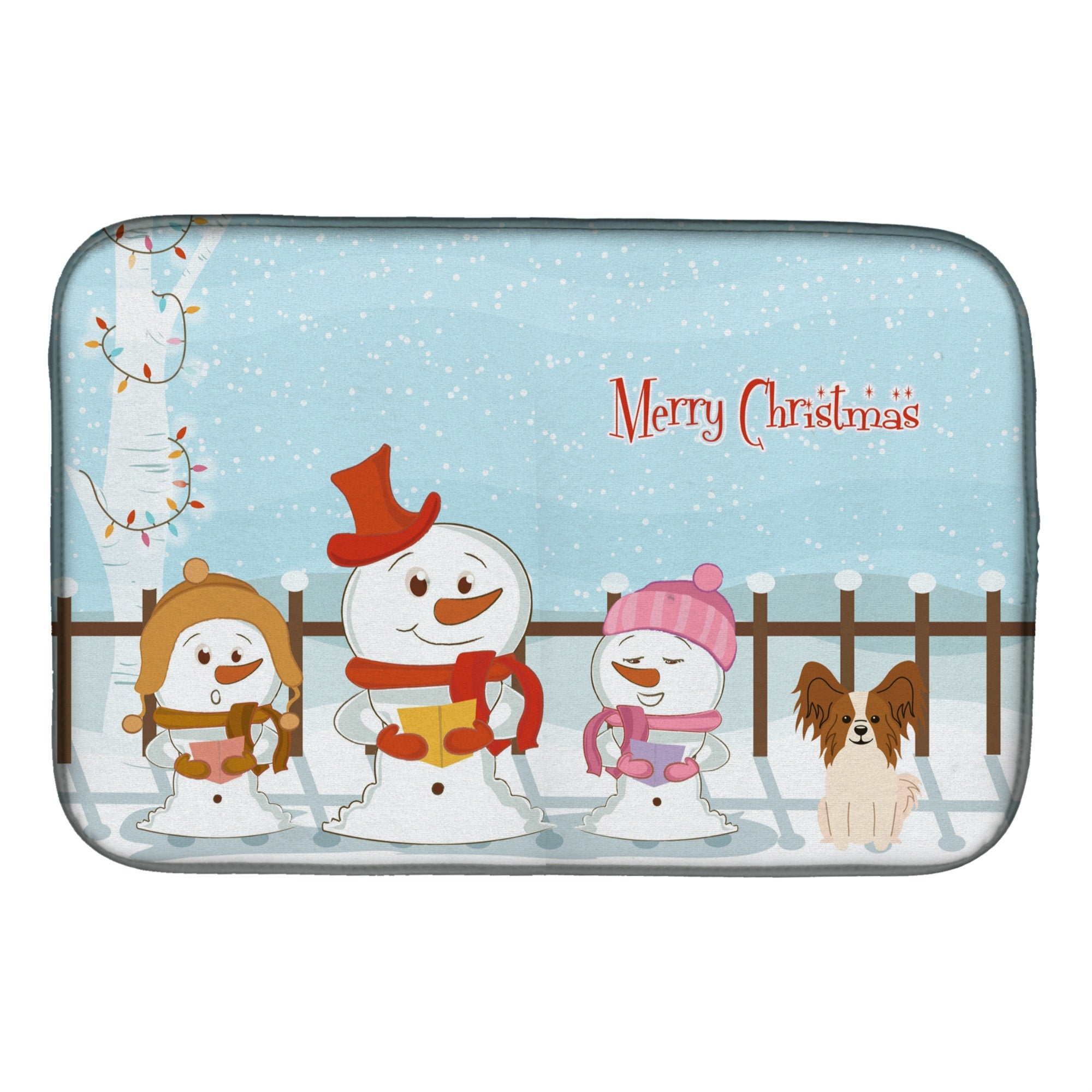 Caroline'S Treasures Merry Christmas Carolers Papillon Red White Dish Drying Mat, 14 X 21