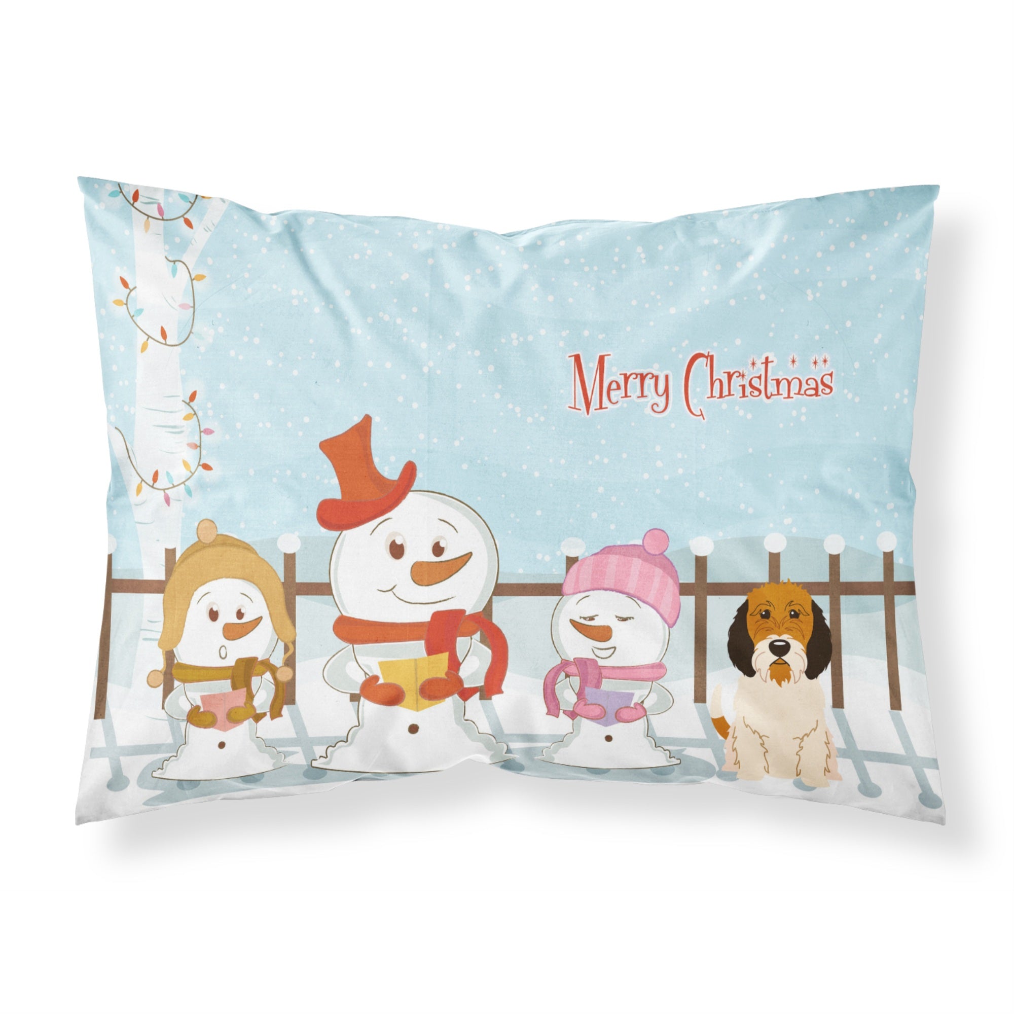 Caroline'S Treasures Merry Christmas Carolers Petit Basset Griffon Veenden Fabric Standard Pillowcase Bb2410Pillowcase, Multic