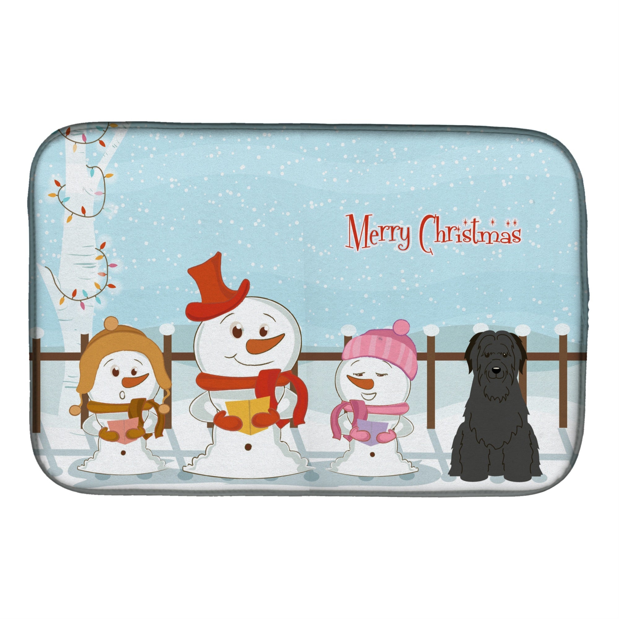 Caroline'S Treasures Merry Christmas Carolers Briard Black Dish Drying Mat, 14 X 21