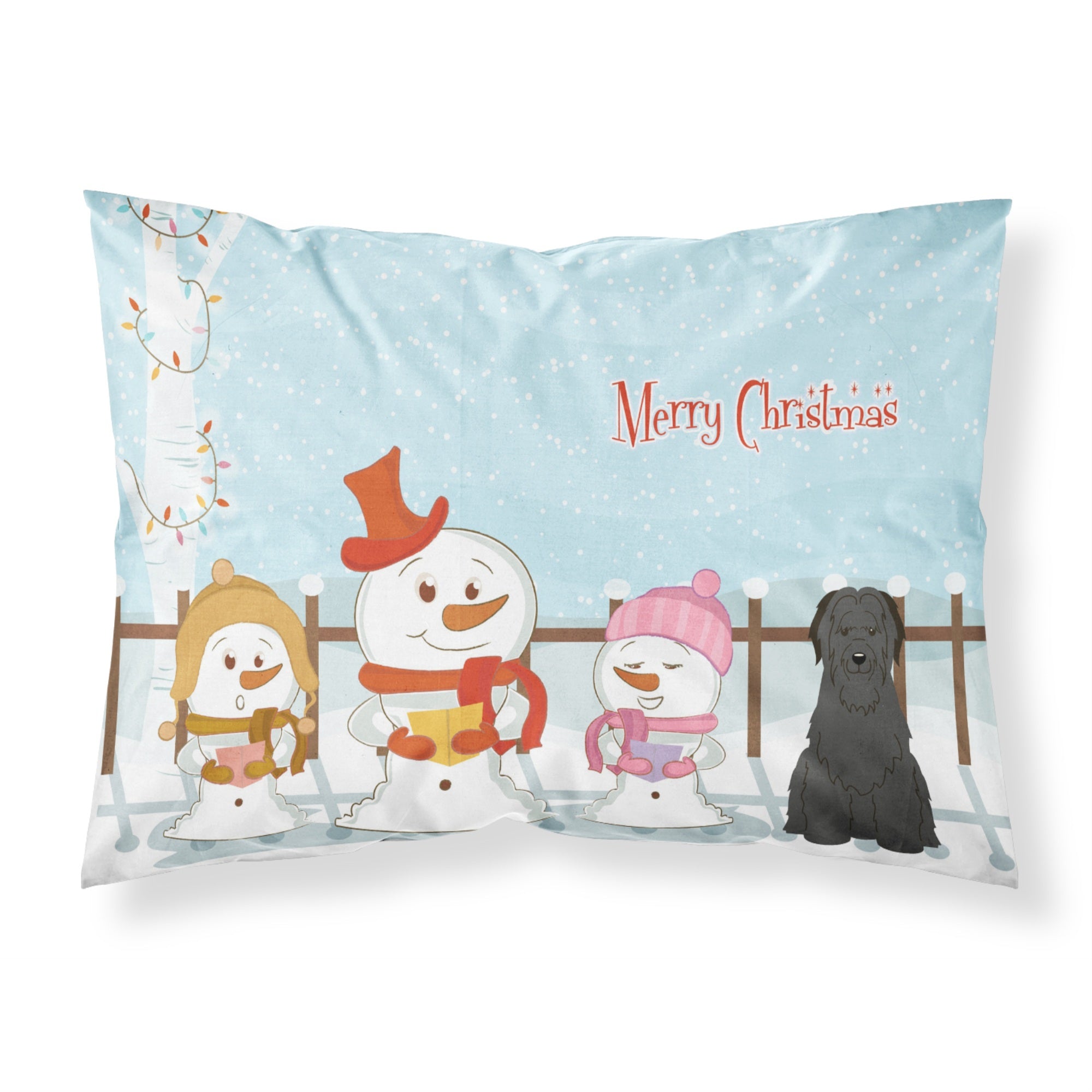 Caroline'S Treasures Merry Christmas Carolers Briard Black Fabric Standard Pillowcase Bb2412Pillowcase, Multicolor